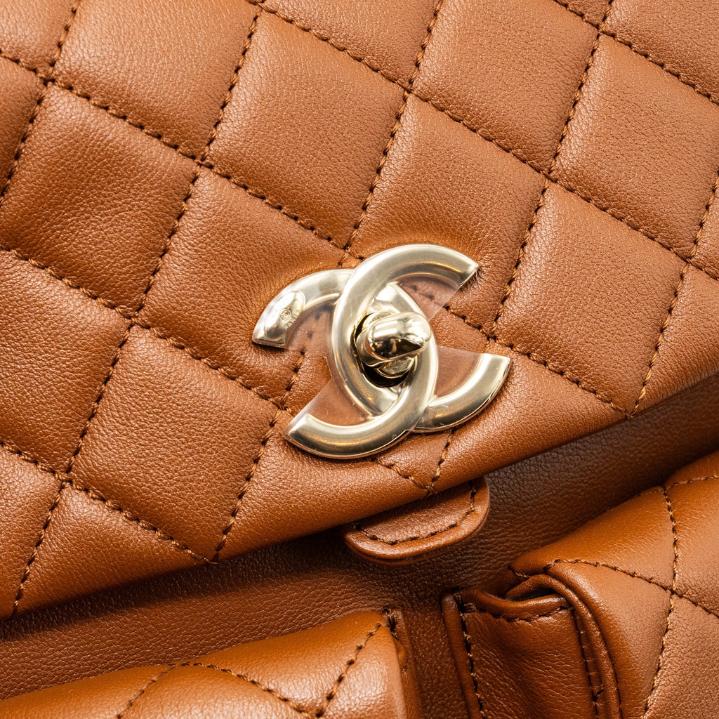 Chanel 23A triple pack backpack calfskin caramel L (microchip)