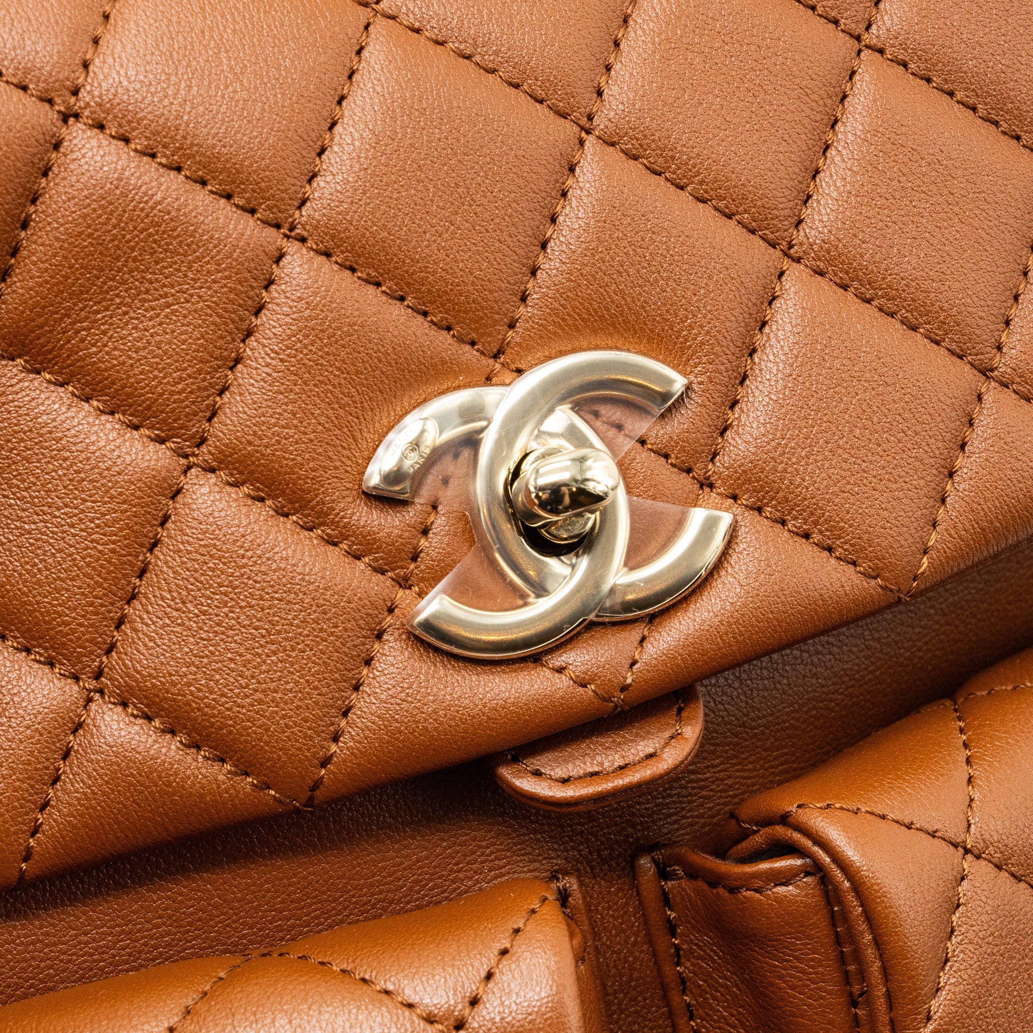 Chanel 23A triple pack backpack calfskin caramel L (microchip)
