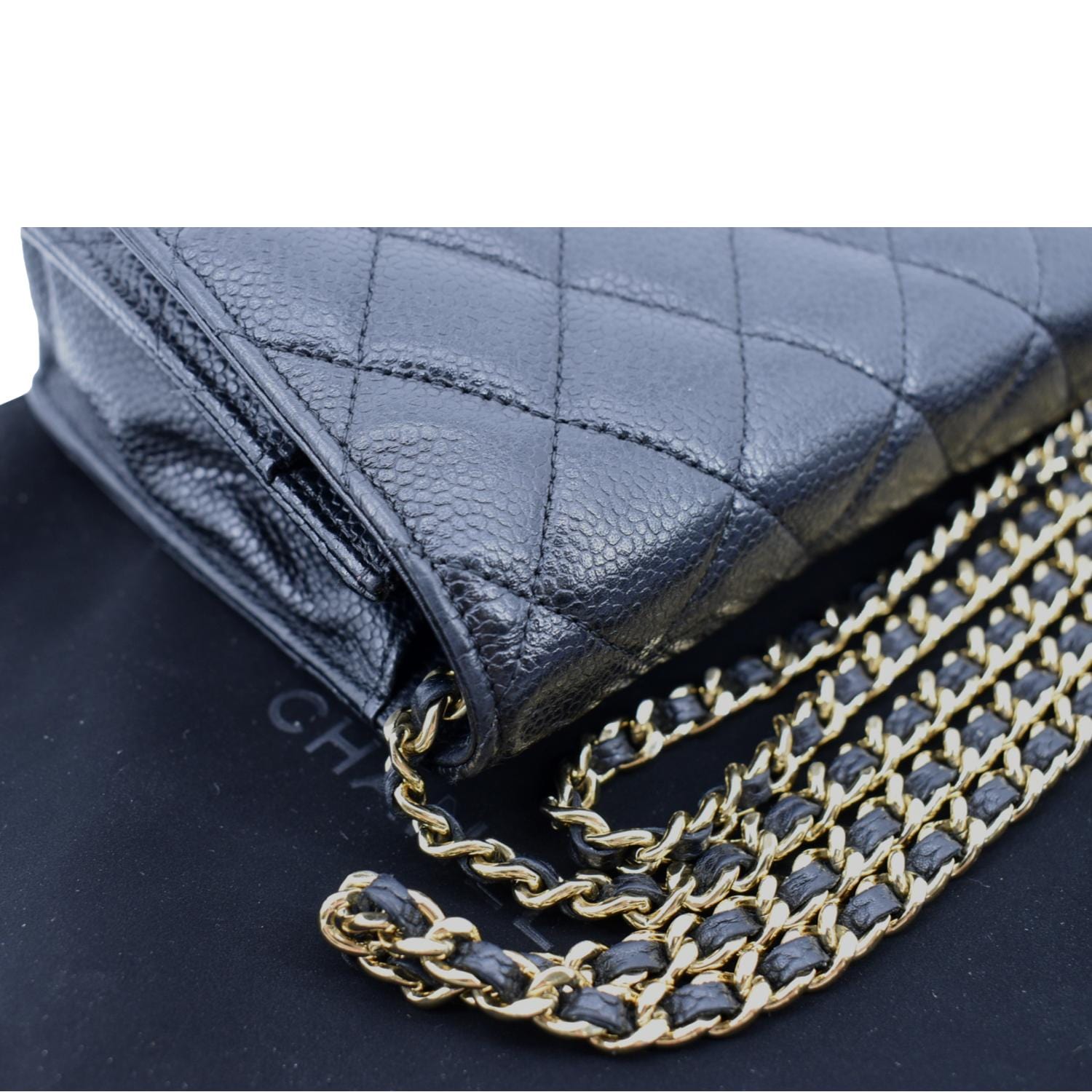 CHANEL Boy Woc Caviar Leather Wallet On Chain Clutch Bag Black