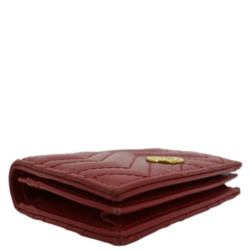 GUCCI Marmont GG Matelasse Leather  Case Wallet Red 466492