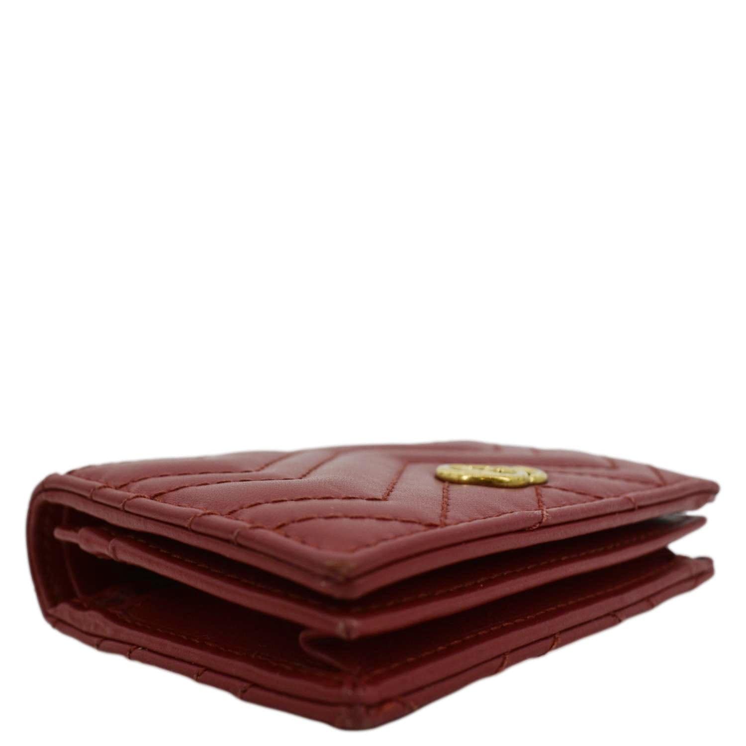 GUCCI Marmont GG Matelasse Leather  Case Wallet Red 466492