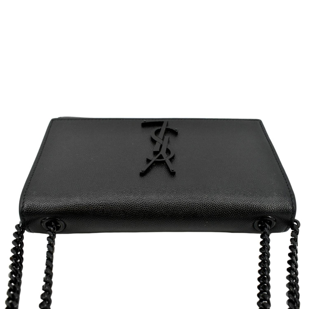 YVES SAINT LAURENT Kate Leather Chain Clutch Crossbody Bag Black
