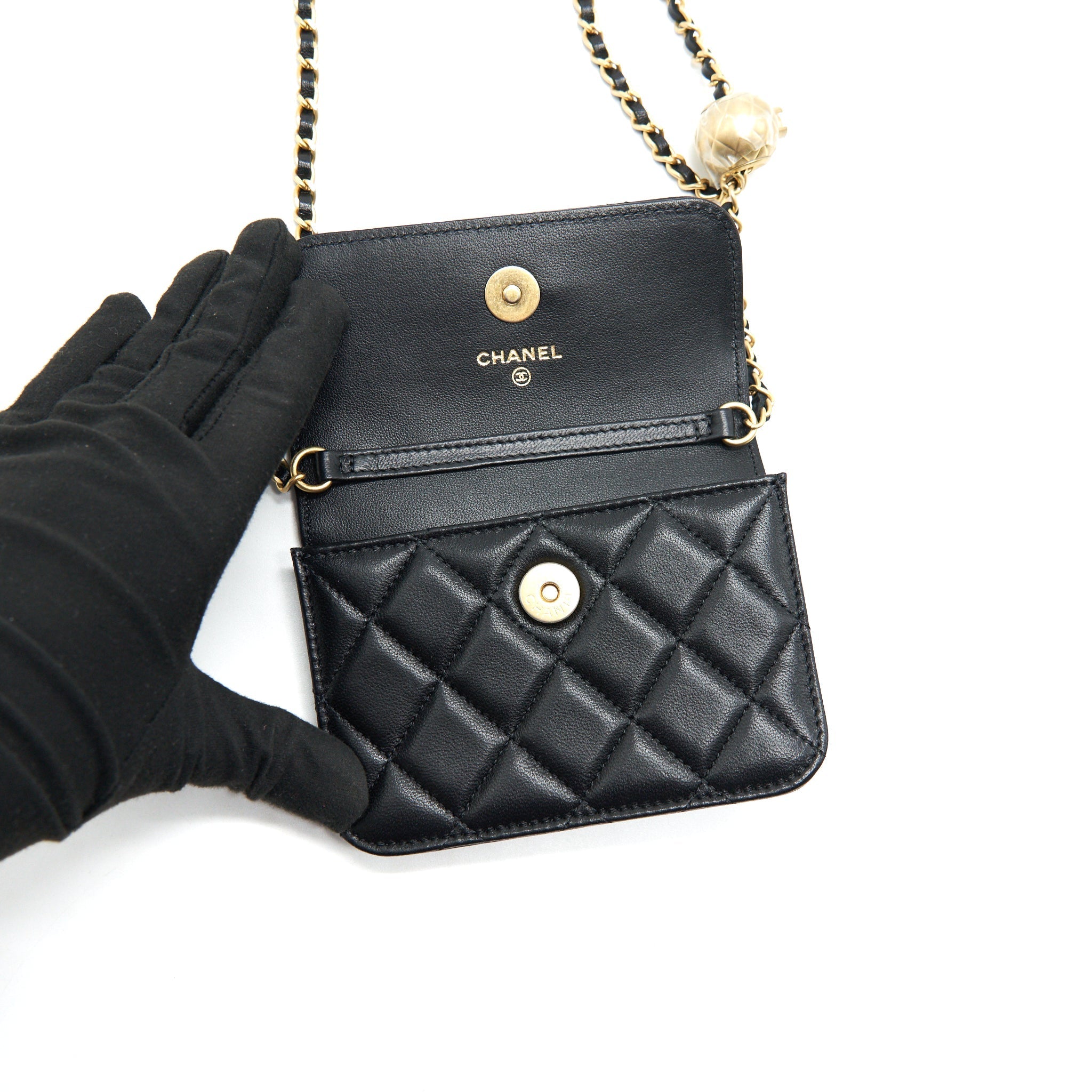 Chanel 2021 Pearl Crush Belt Bag Black with