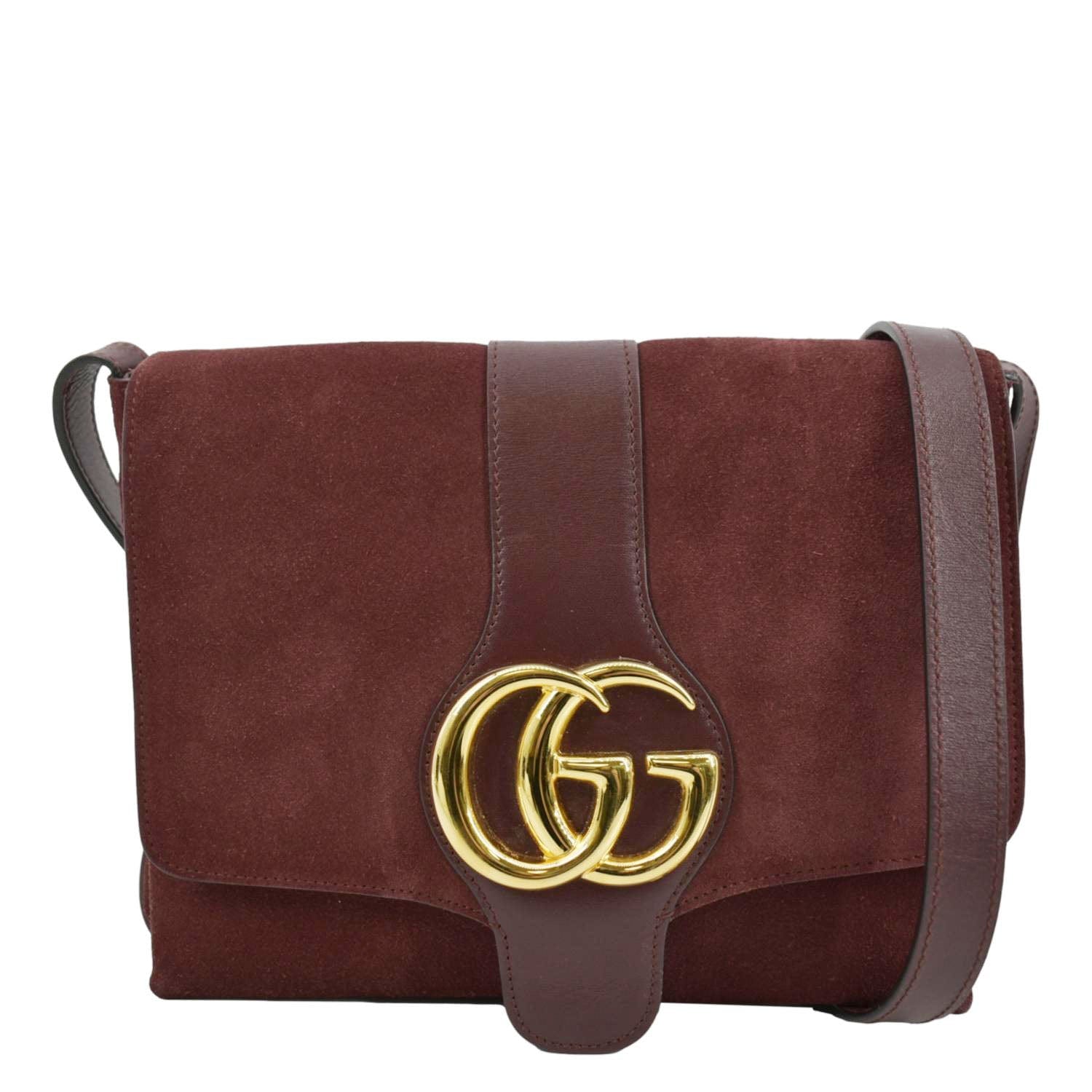 GUCCI Arli Medium Suede Leather Crossbody Bag Red 550126