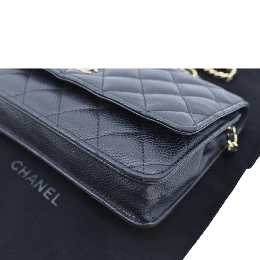 CHANEL Boy Woc Caviar Leather Wallet On Chain Clutch Bag Black