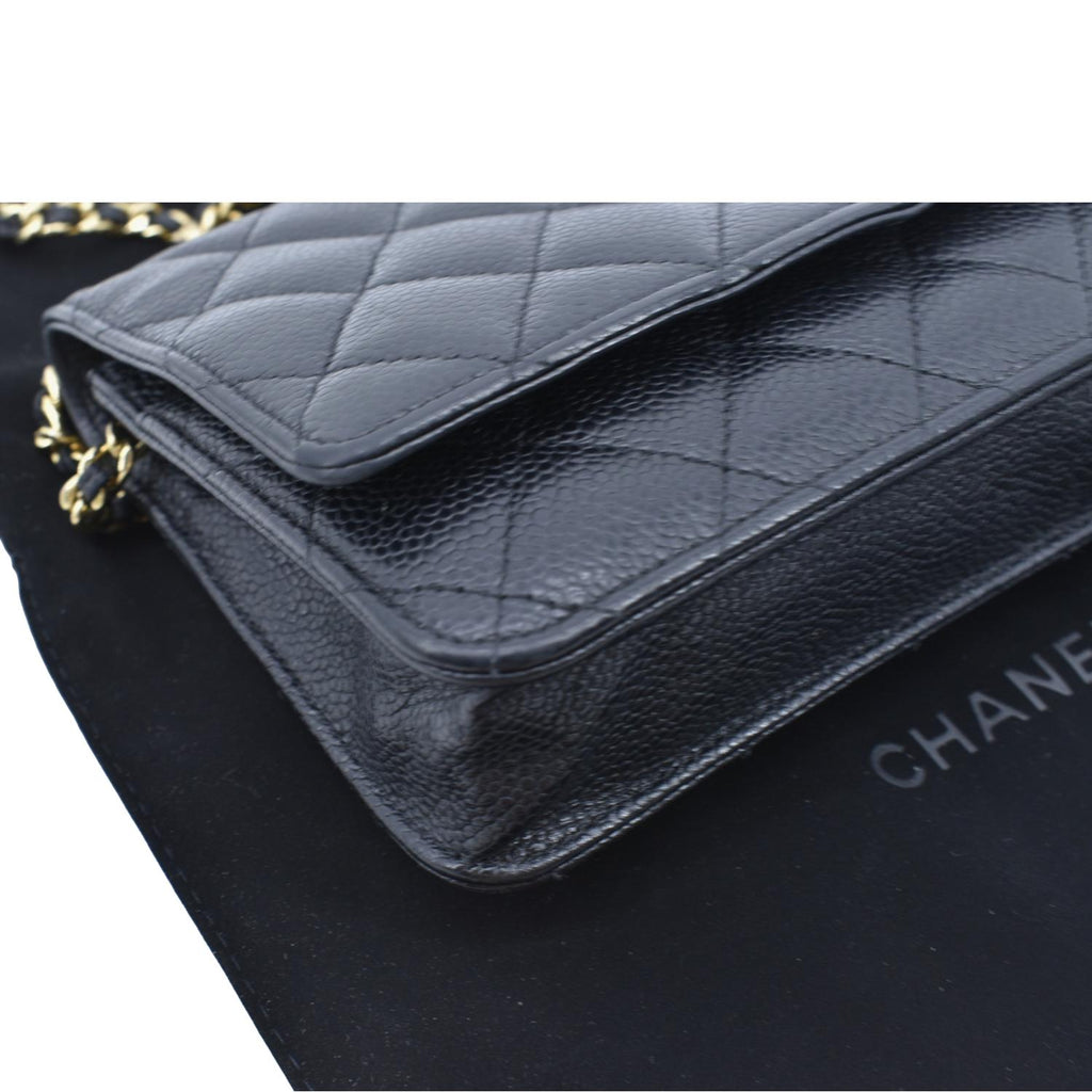 CHANEL Boy Woc Caviar Leather Wallet On Chain Clutch Bag Black