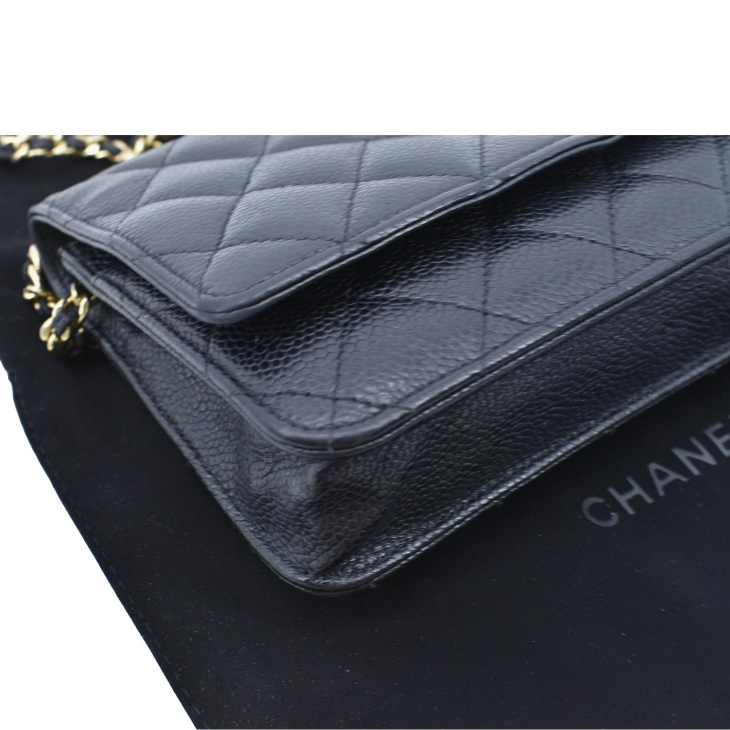 CHANEL Boy Woc Caviar Leather Wallet On Chain Clutch Bag Black