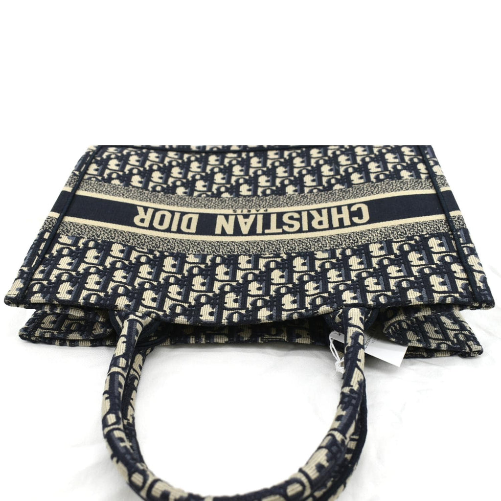 CHRISTIAN DIOR Book Small Oblique Embroidery Tote Bag Blue