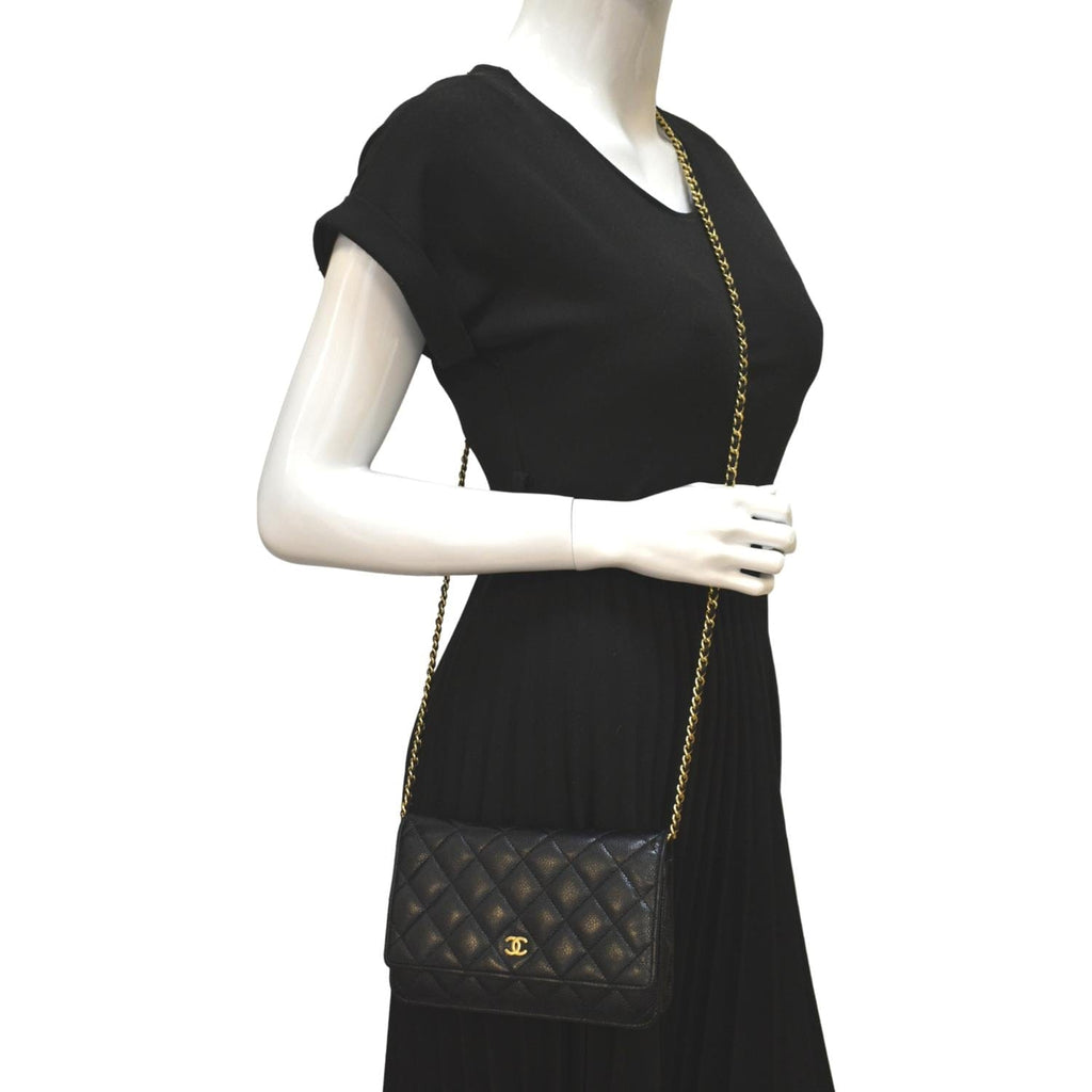 CHANEL Boy Woc Caviar Leather Wallet On Chain Clutch Bag Black