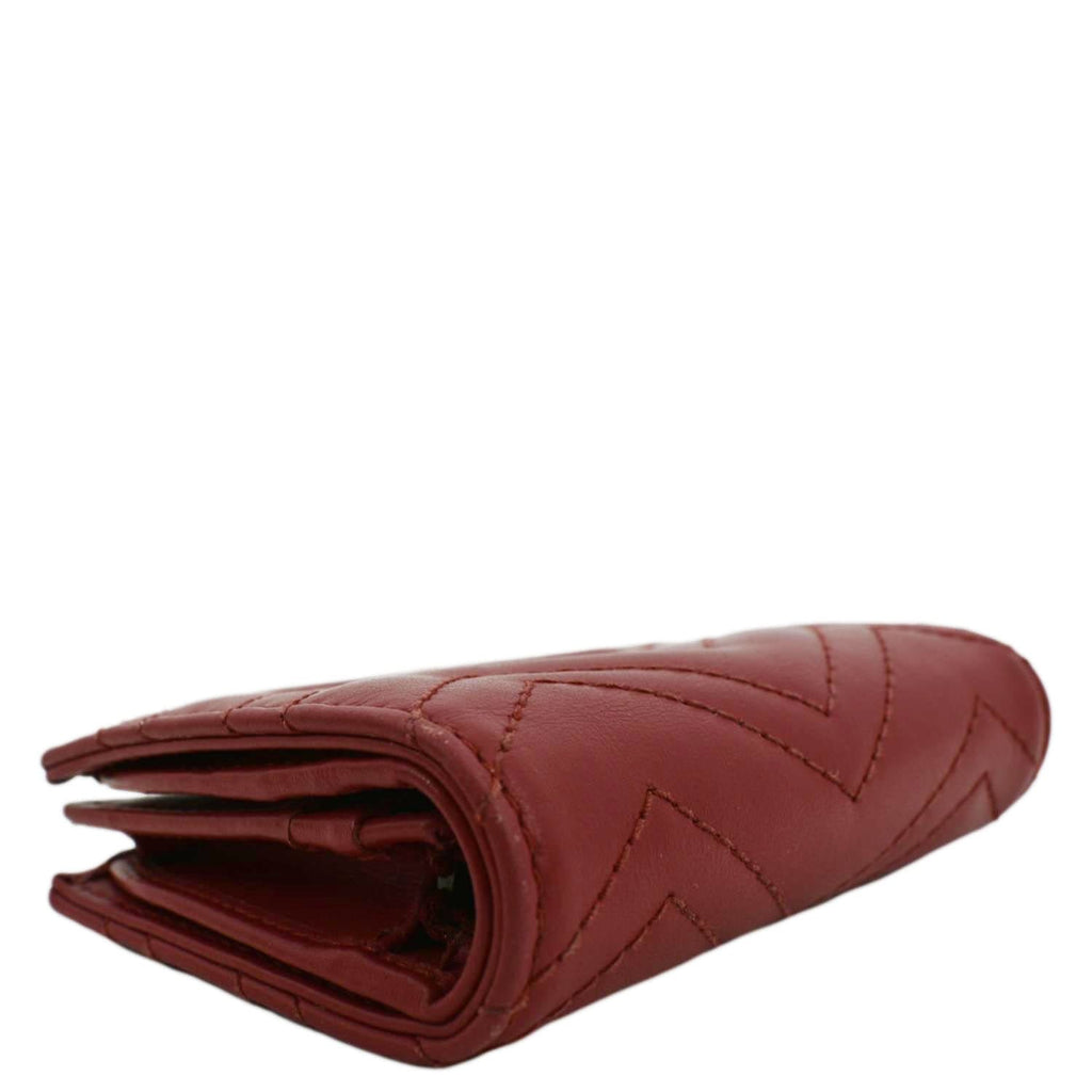 GUCCI Marmont GG Matelasse Leather  Case Wallet Red 466492