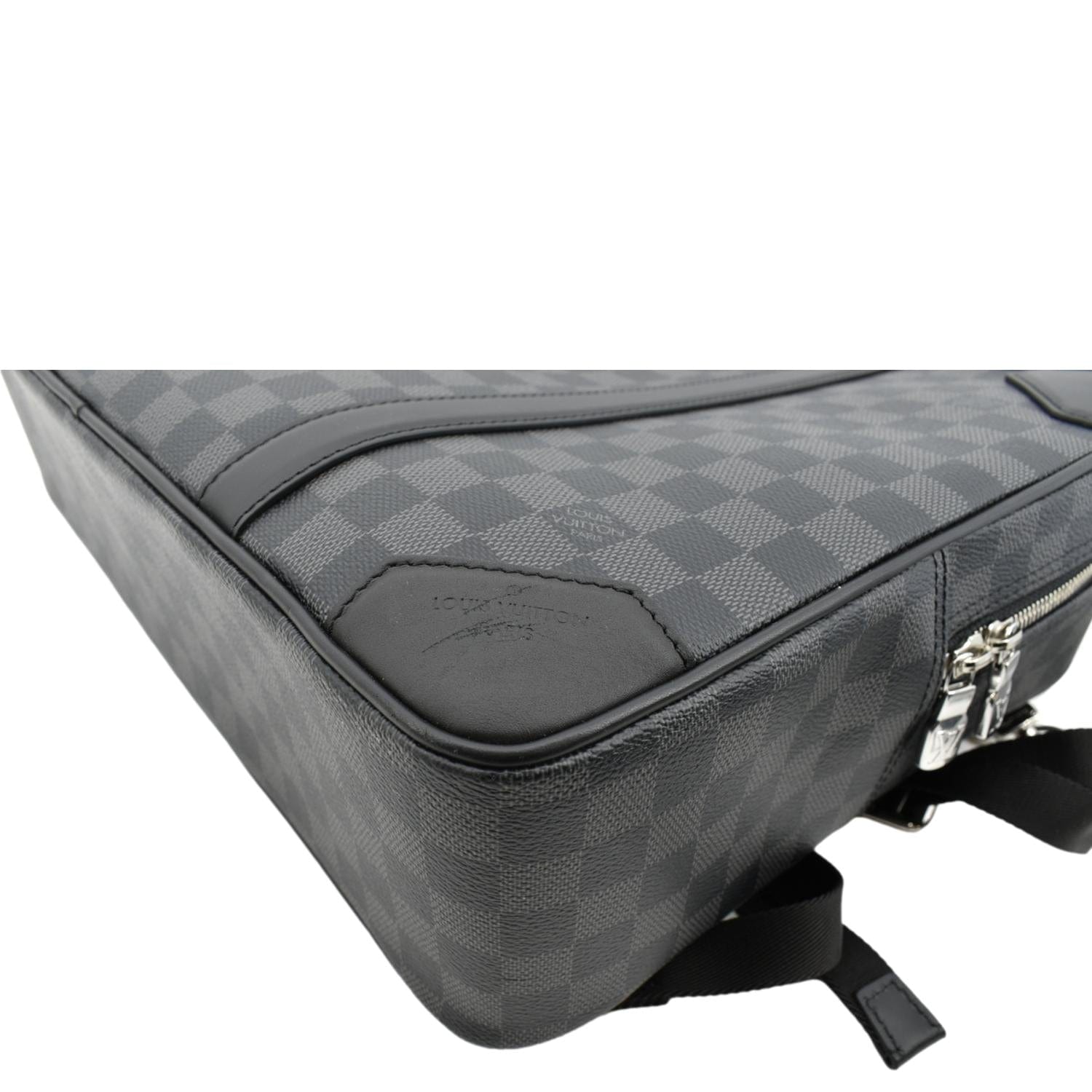 LOUIS VUITTON Damier Graphite Canvas Briefcase Backpack Bag Black
