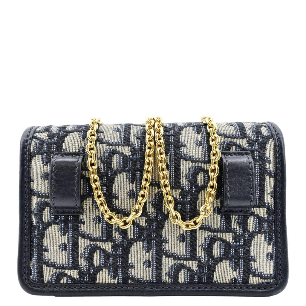 CHRISTIAN DIOR Montaigne Oblique Jacquard Pouch Navy Blue