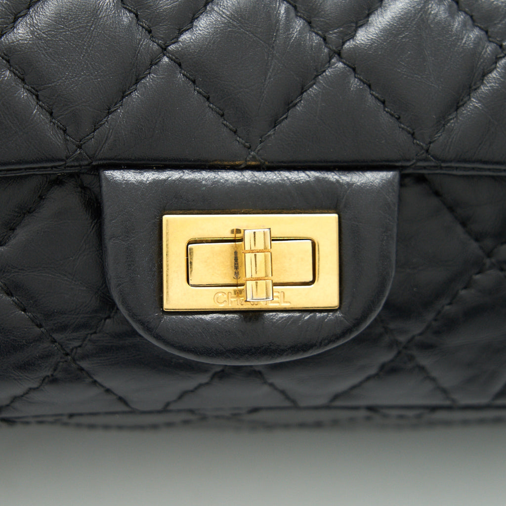 Chanel 2.55 Reissue Small Flap Bag Aged Calfskin in Black