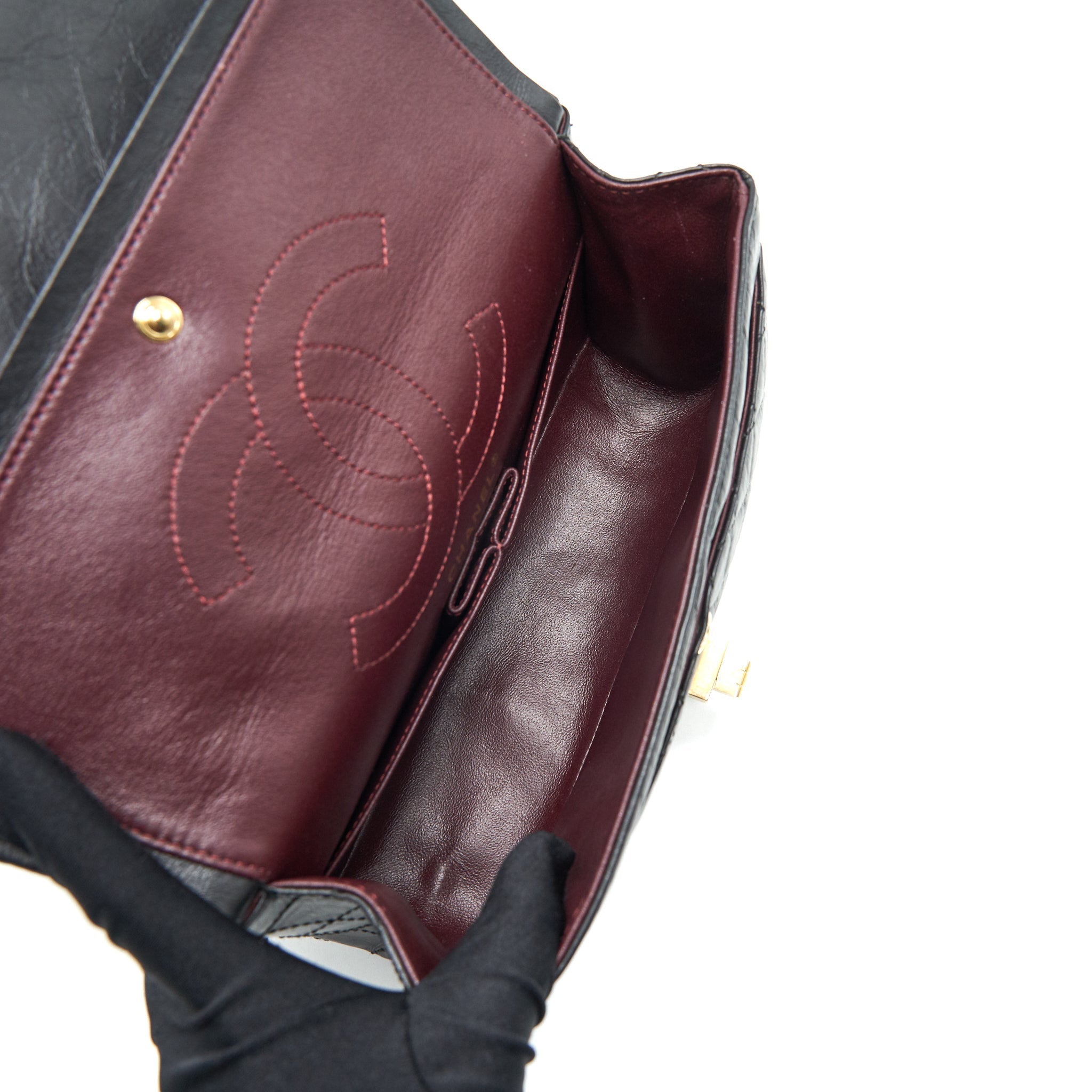 Chanel 2.55 Reissue Small Flap Bag Aged Calfskin in Black