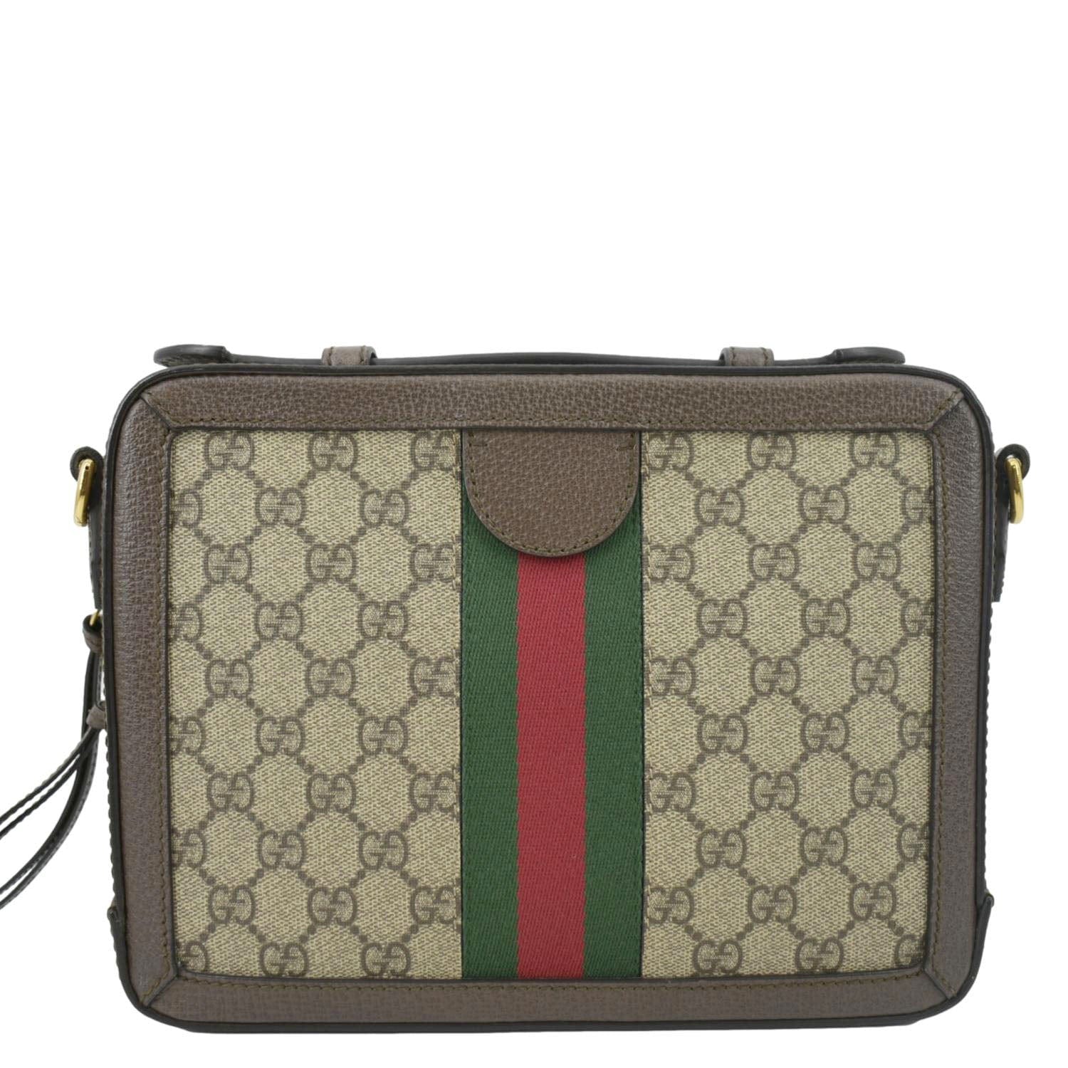 GUCCI Ophidia Web Small GG Supreme Canvas Shoulder Bag Beige 550622