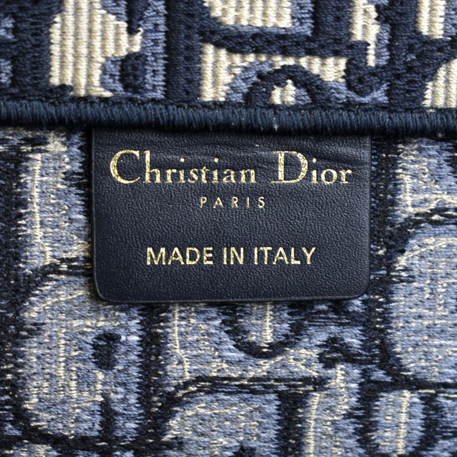 CHRISTIAN DIOR Book Small Oblique Embroidery Tote Bag Blue