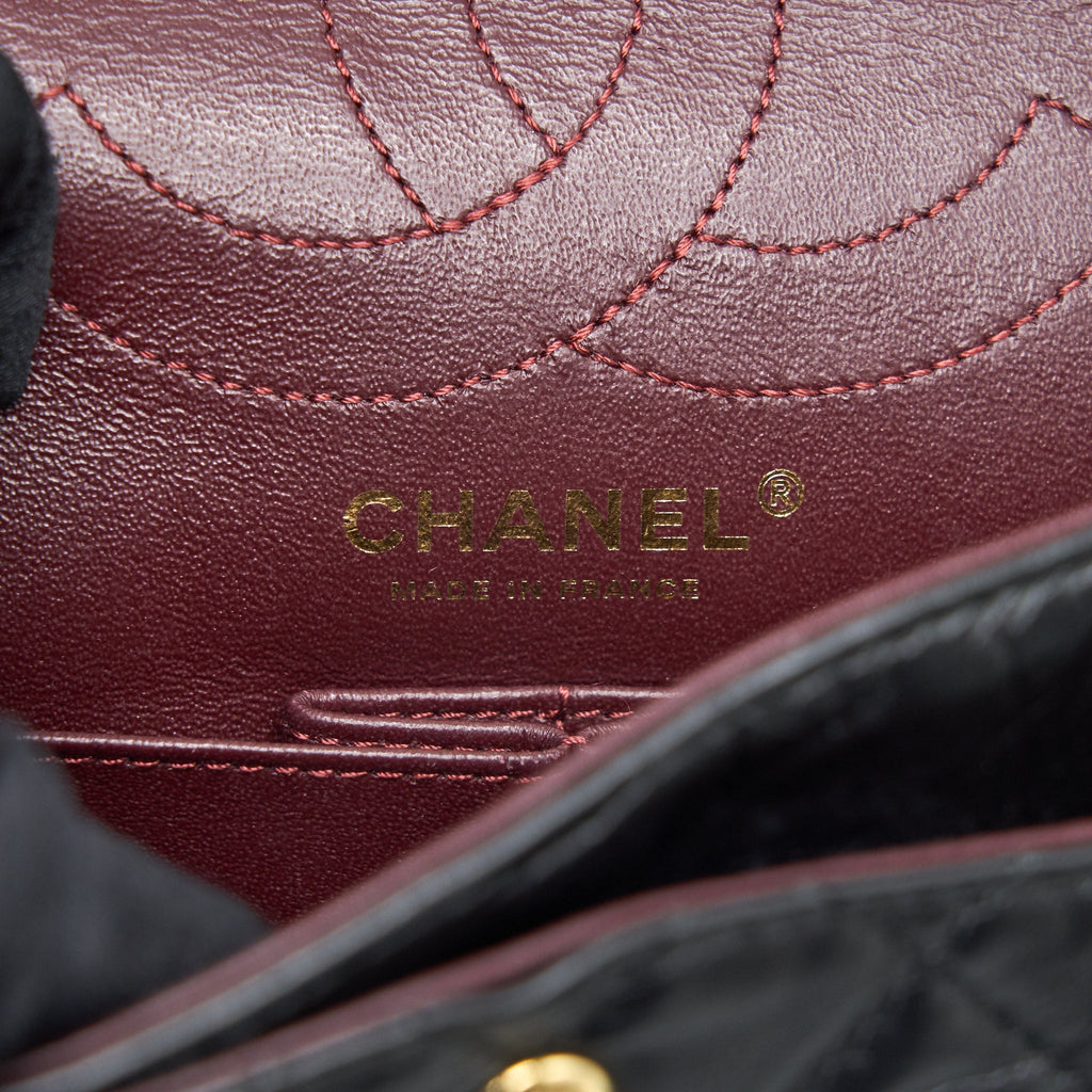 Chanel 2.55 Reissue Small Flap Bag Aged Calfskin in Black