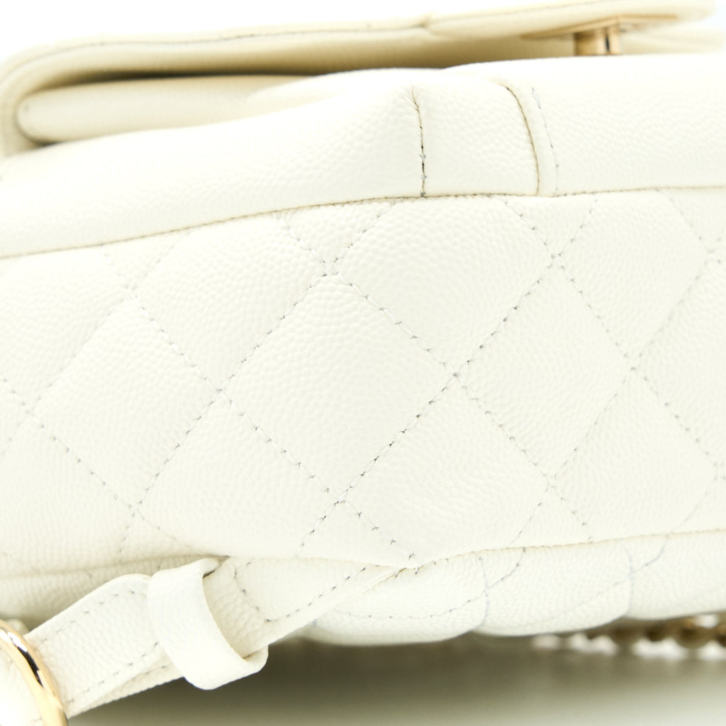Chanel Quilted Mini CC Day Backpack Caviar White L
