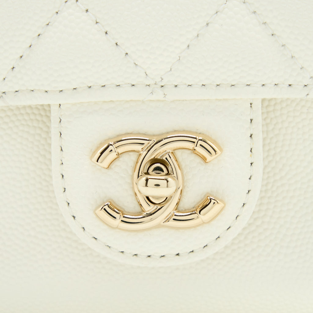 Chanel Quilted Mini CC Day Backpack Caviar White L