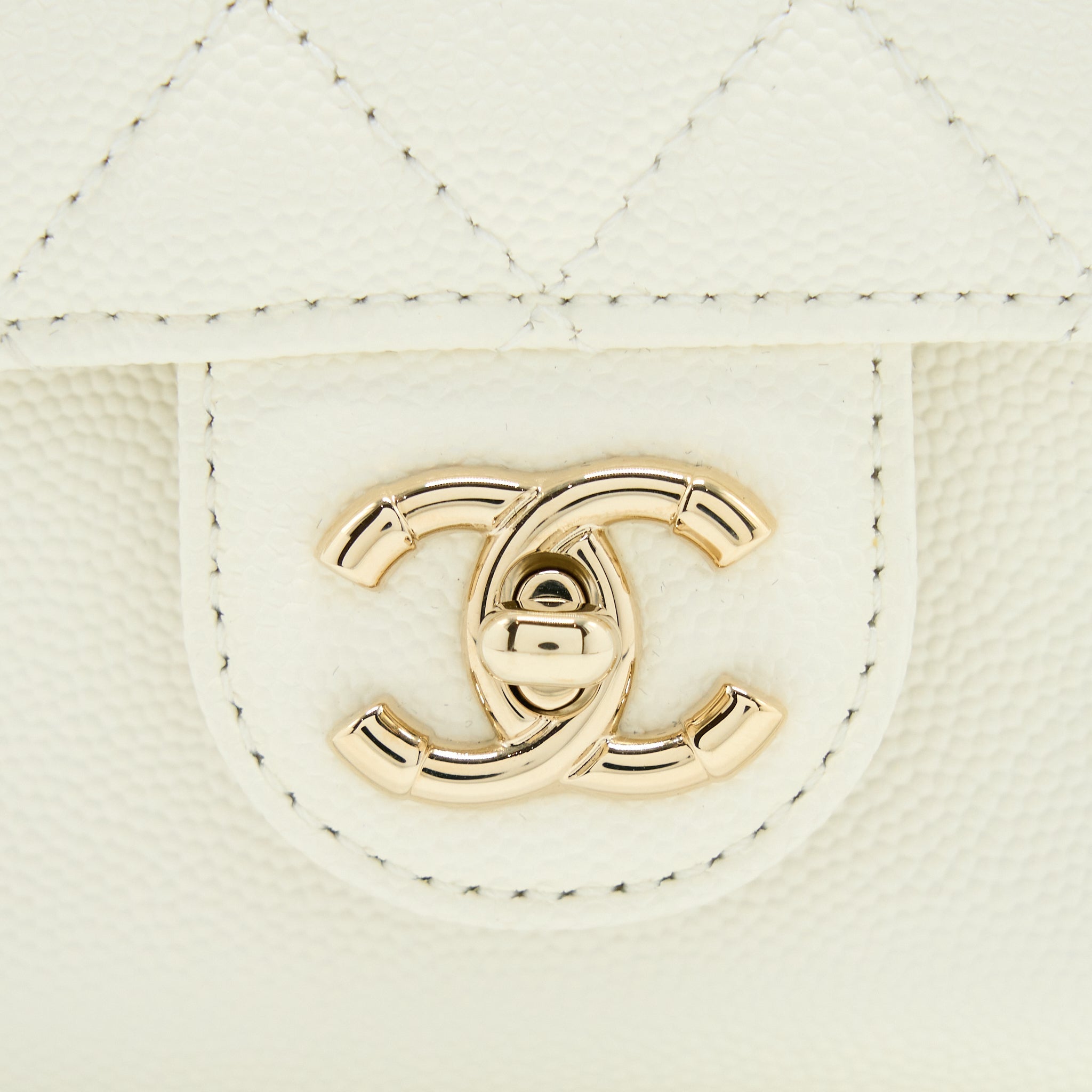Chanel Quilted Mini CC Day Backpack Caviar White L