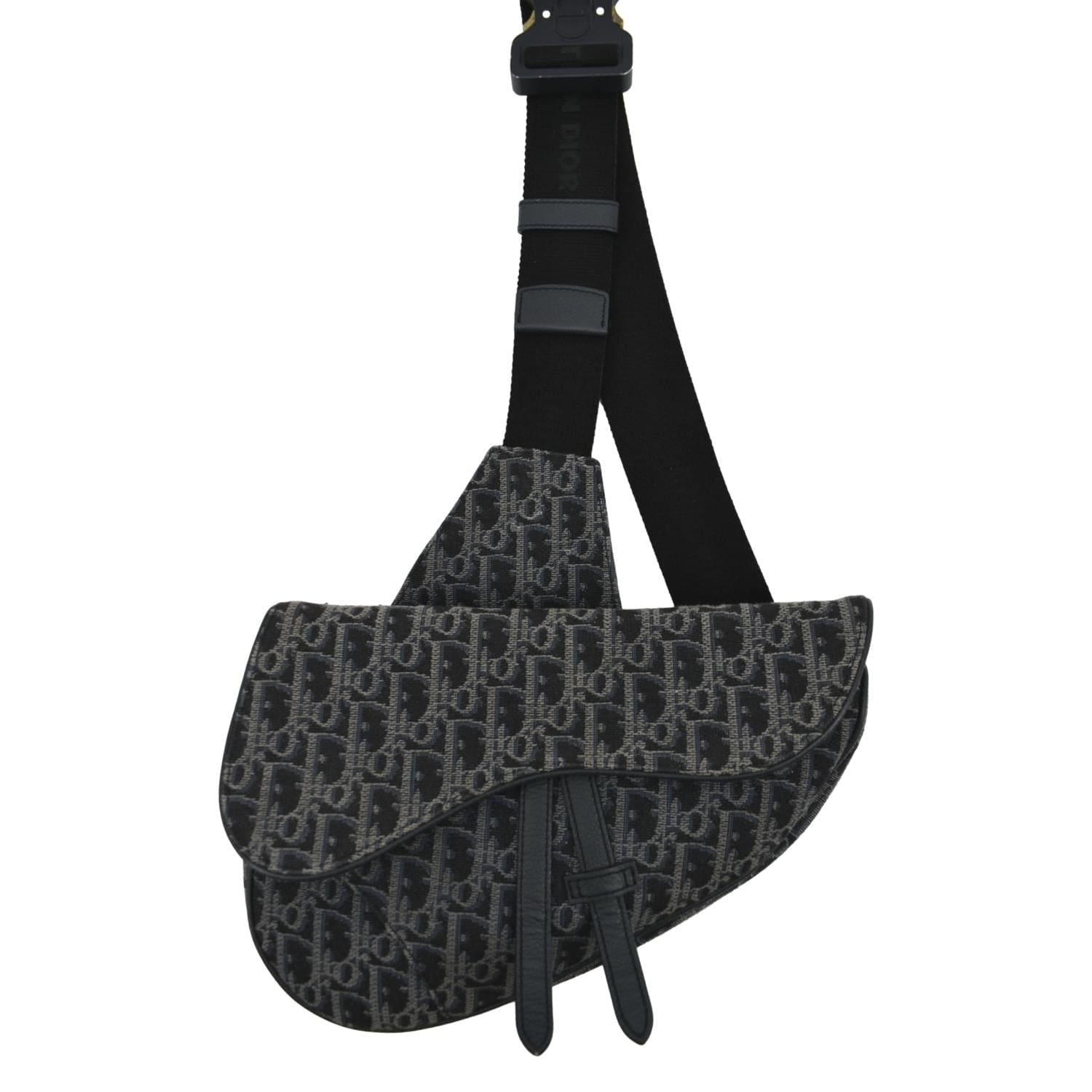 CHRISTIAN DIOR Saddle Oblique Jacquard Crossbody Bag Black