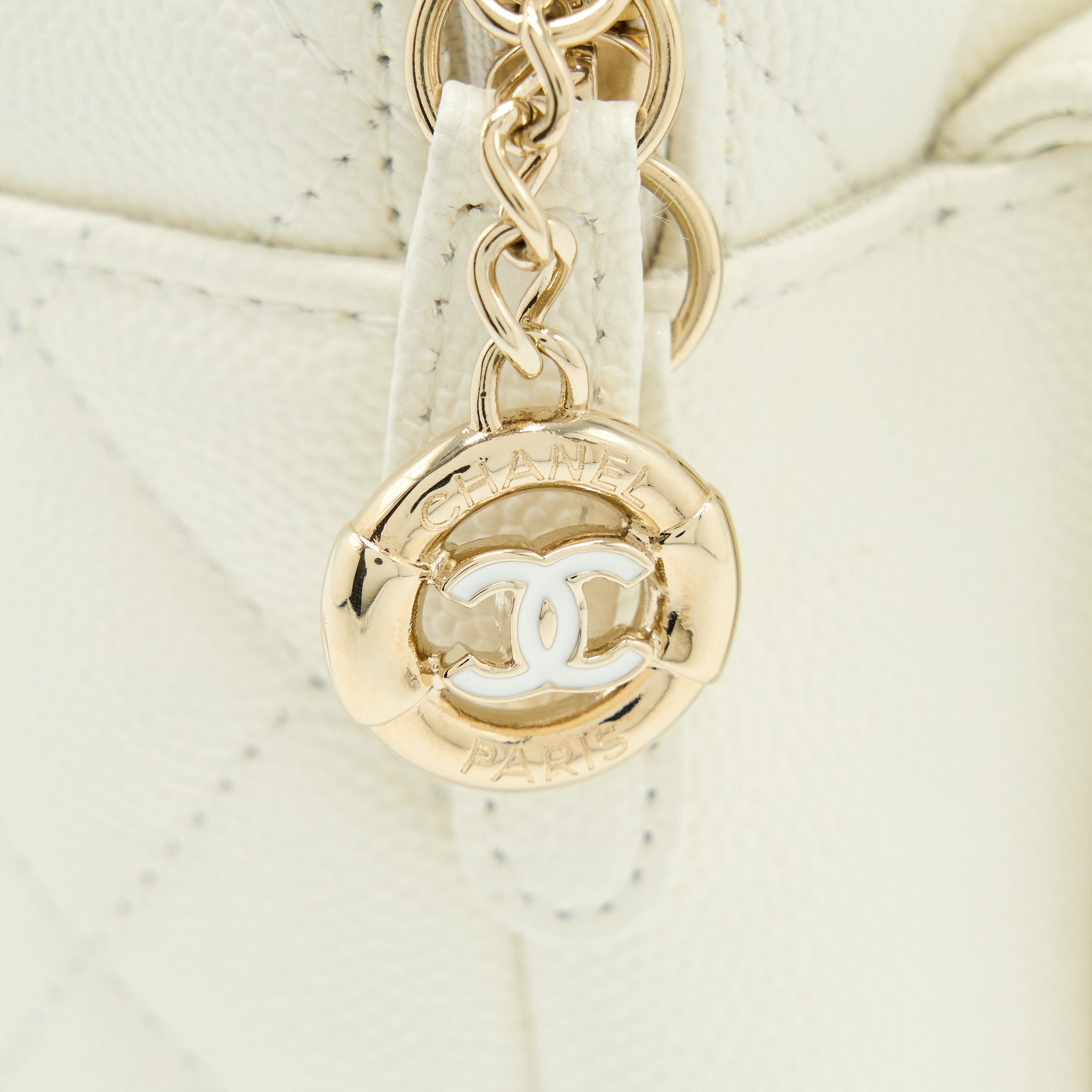 Chanel Quilted Mini CC Day Backpack Caviar White L