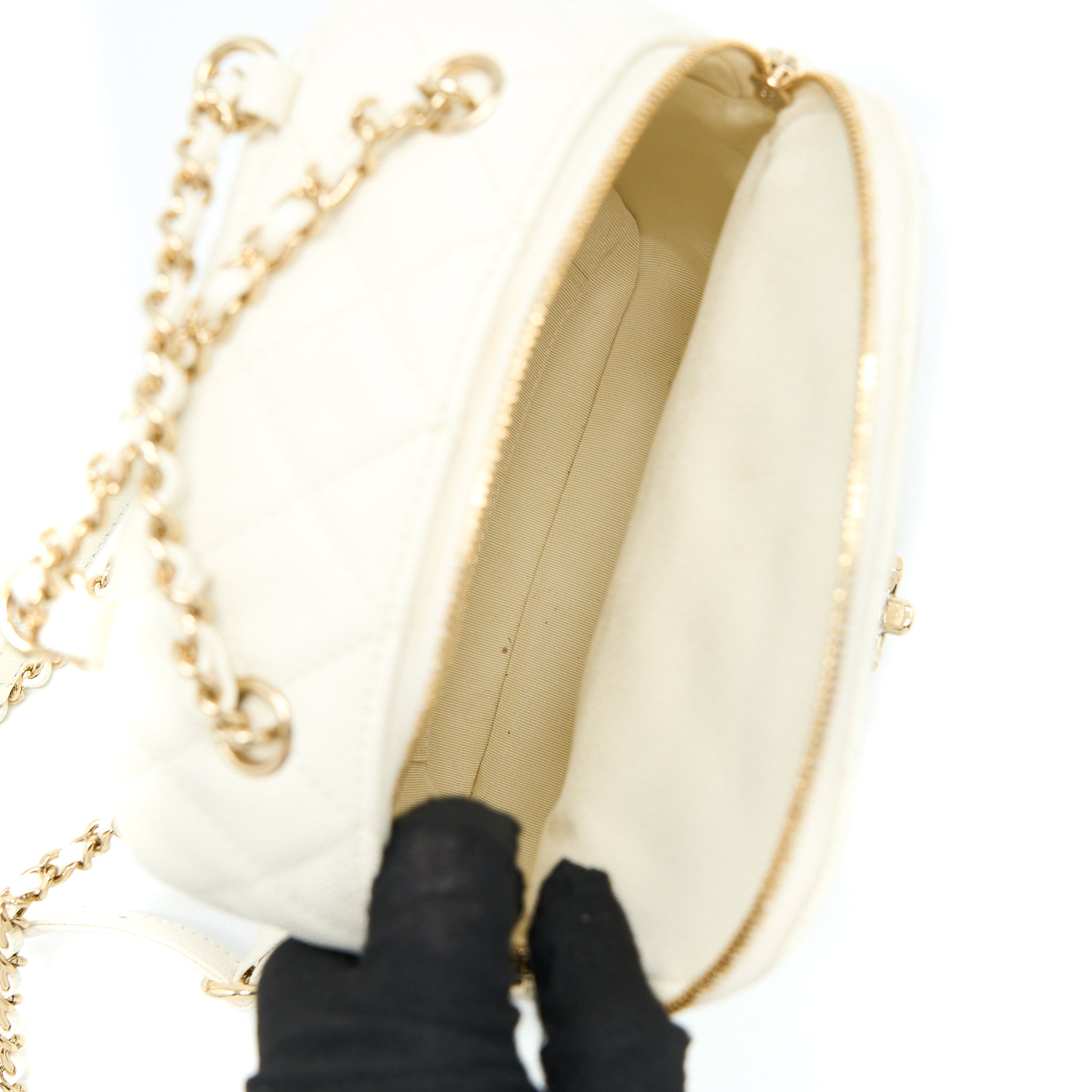 Chanel Quilted Mini CC Day Backpack Caviar White L