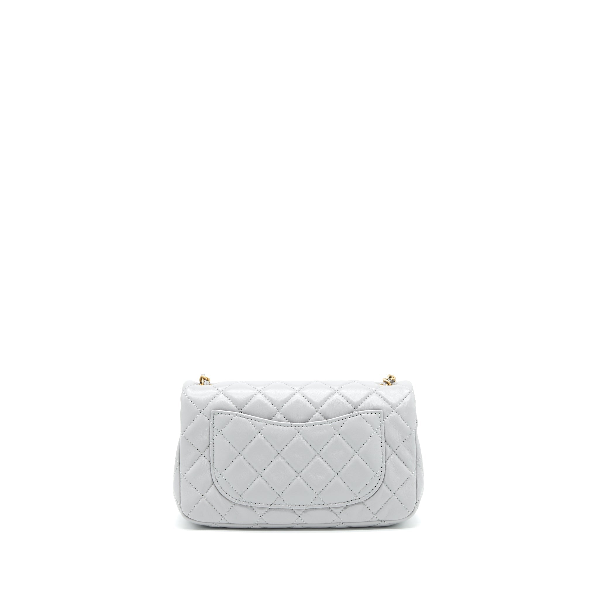 Chanel 21B pearl Crush Mini Rectangular Flap Bag Grey