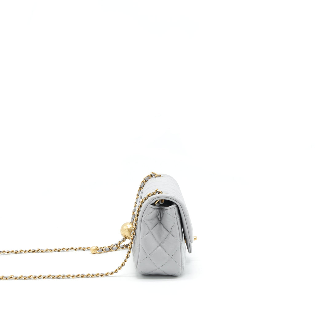 Chanel 21B pearl Crush Mini Rectangular Flap Bag Grey