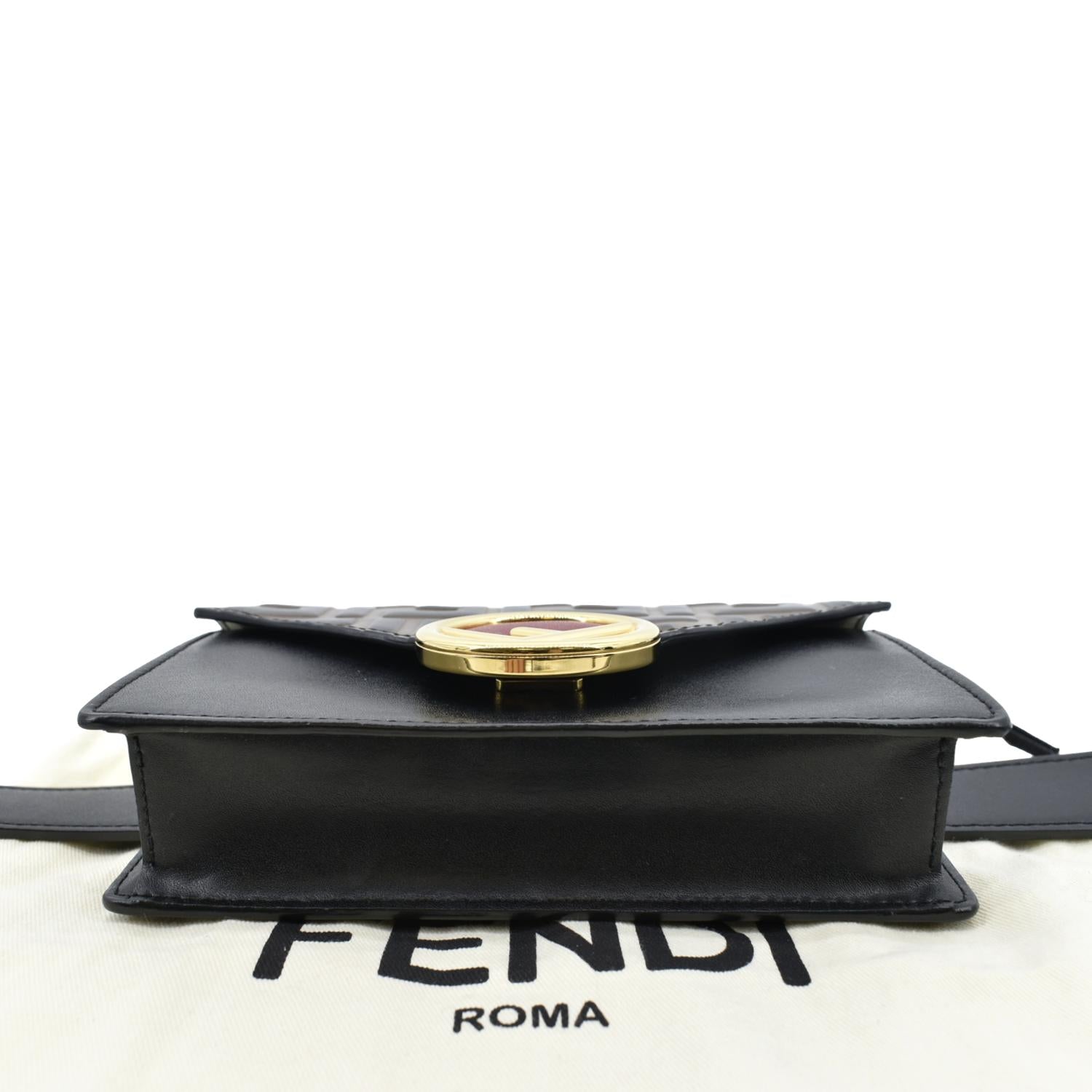 FENDI Liberty F Vitello Leather Crossbody Belt Bag Black