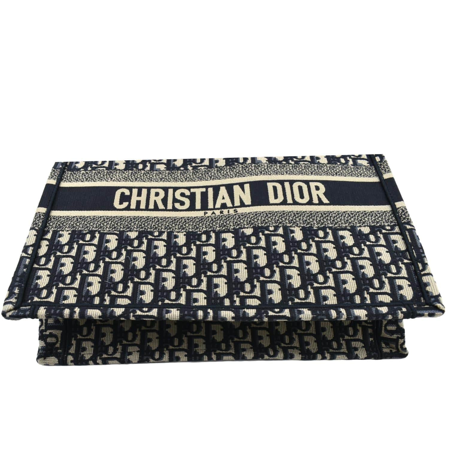 CHRISTIAN DIOR Book Small Oblique Embroidery Tote Bag Blue