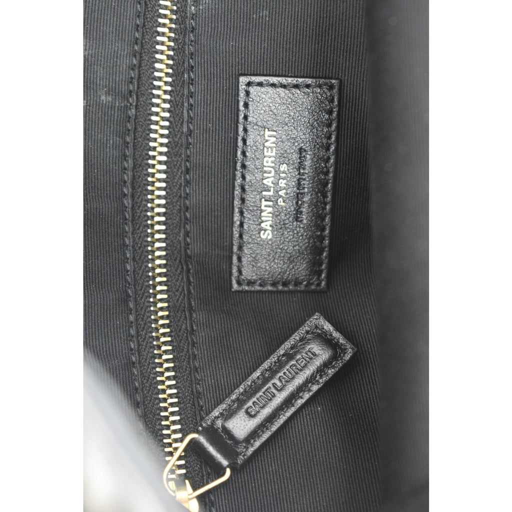 YVES SAINT LAURENT Sequin Leather Backpack Bag Black