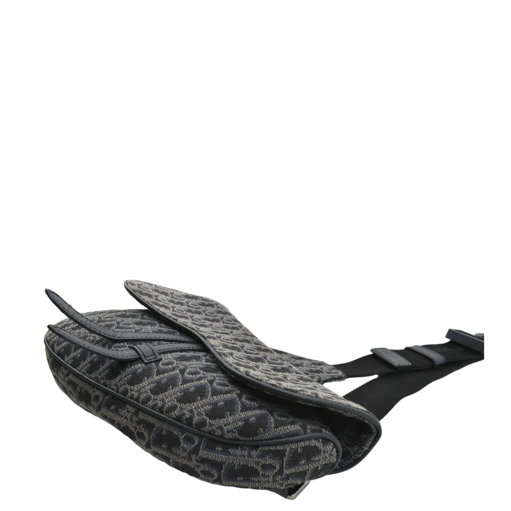 CHRISTIAN DIOR Saddle Oblique Jacquard Crossbody Bag Black