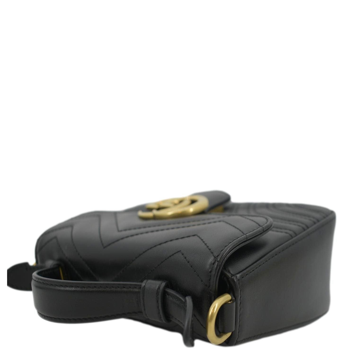 GUCCI GG Marmont Leather Top Handle Crossbody Bag Black 547260