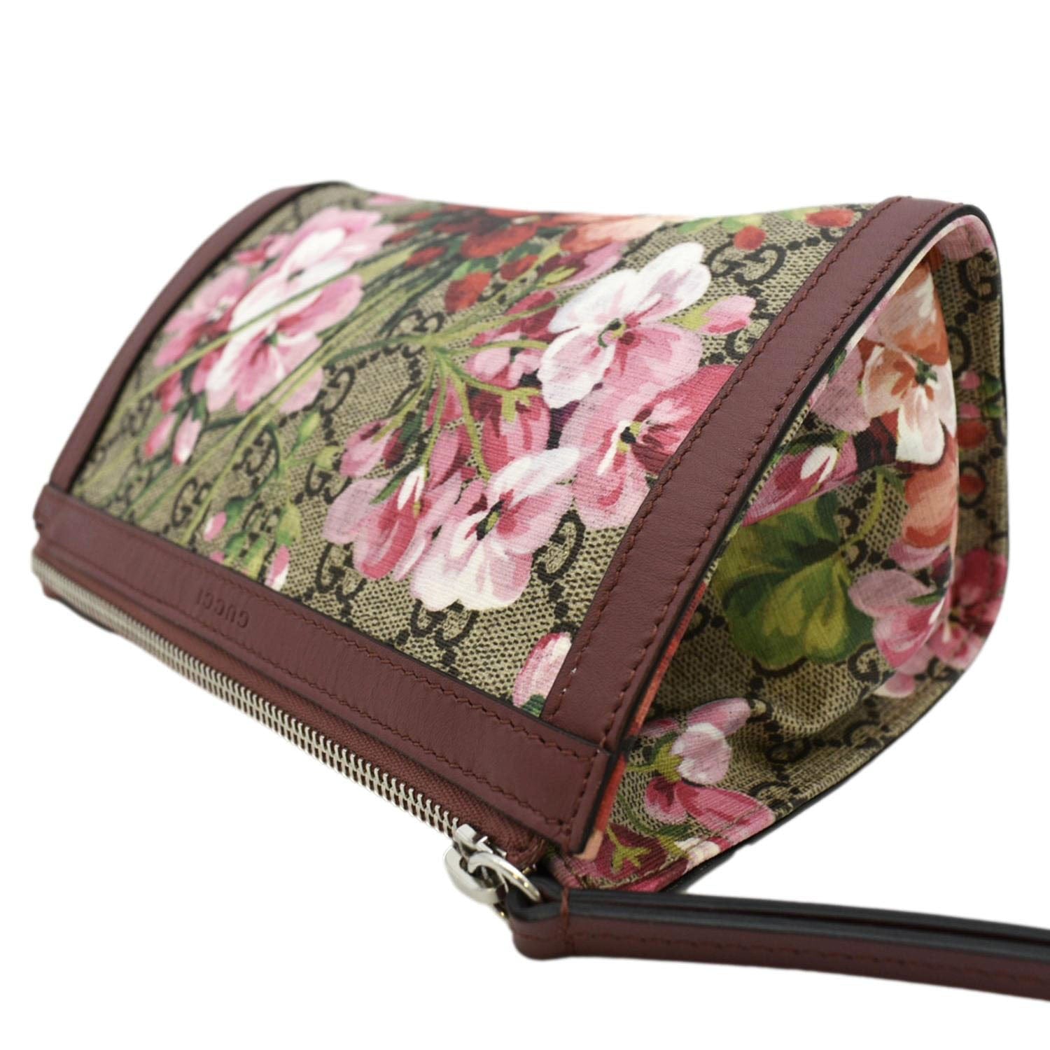 GUCCI GG Blooms Small Monogram Canvas Cosmetic Case Dry Rose 475898