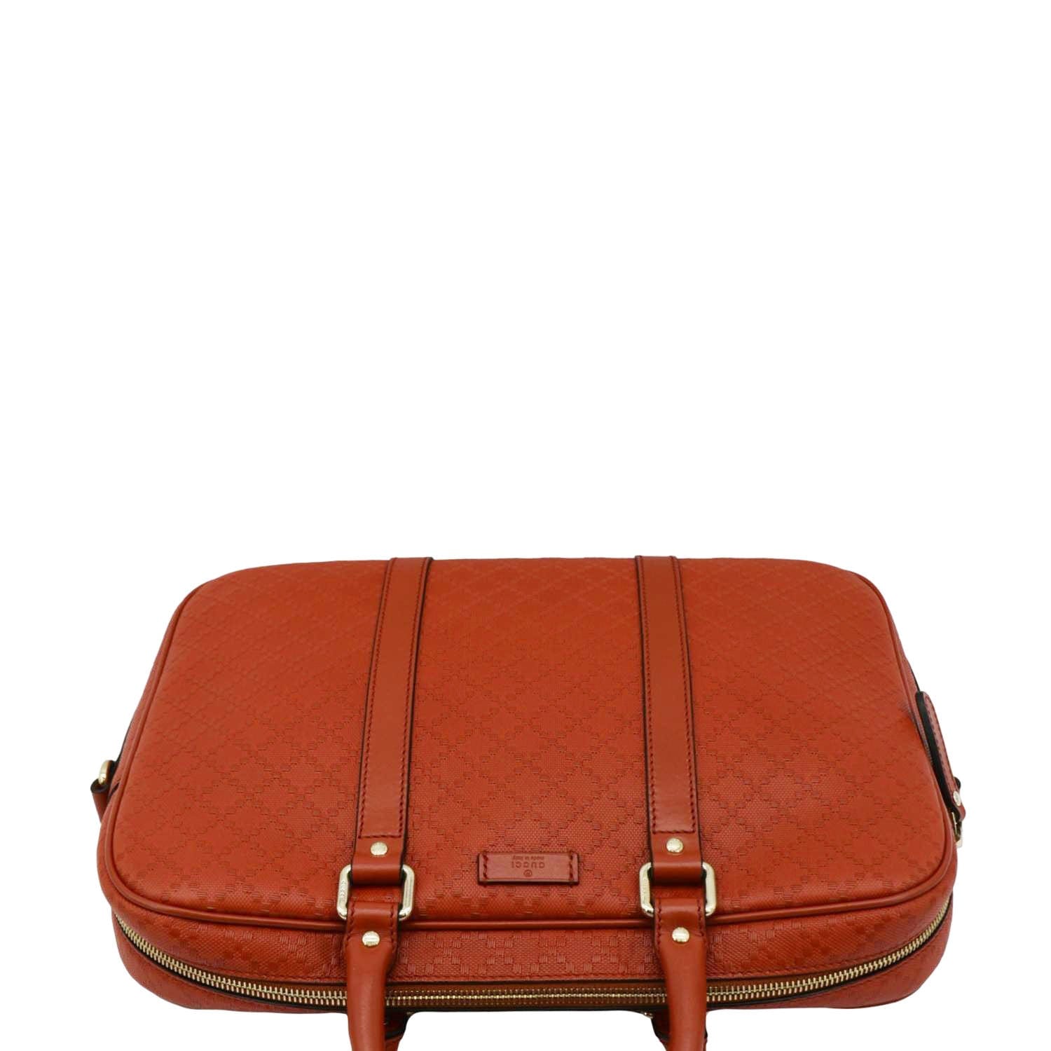 GUCCI Diamante Bright Leather Briefcase Travel Bag Orange 344357