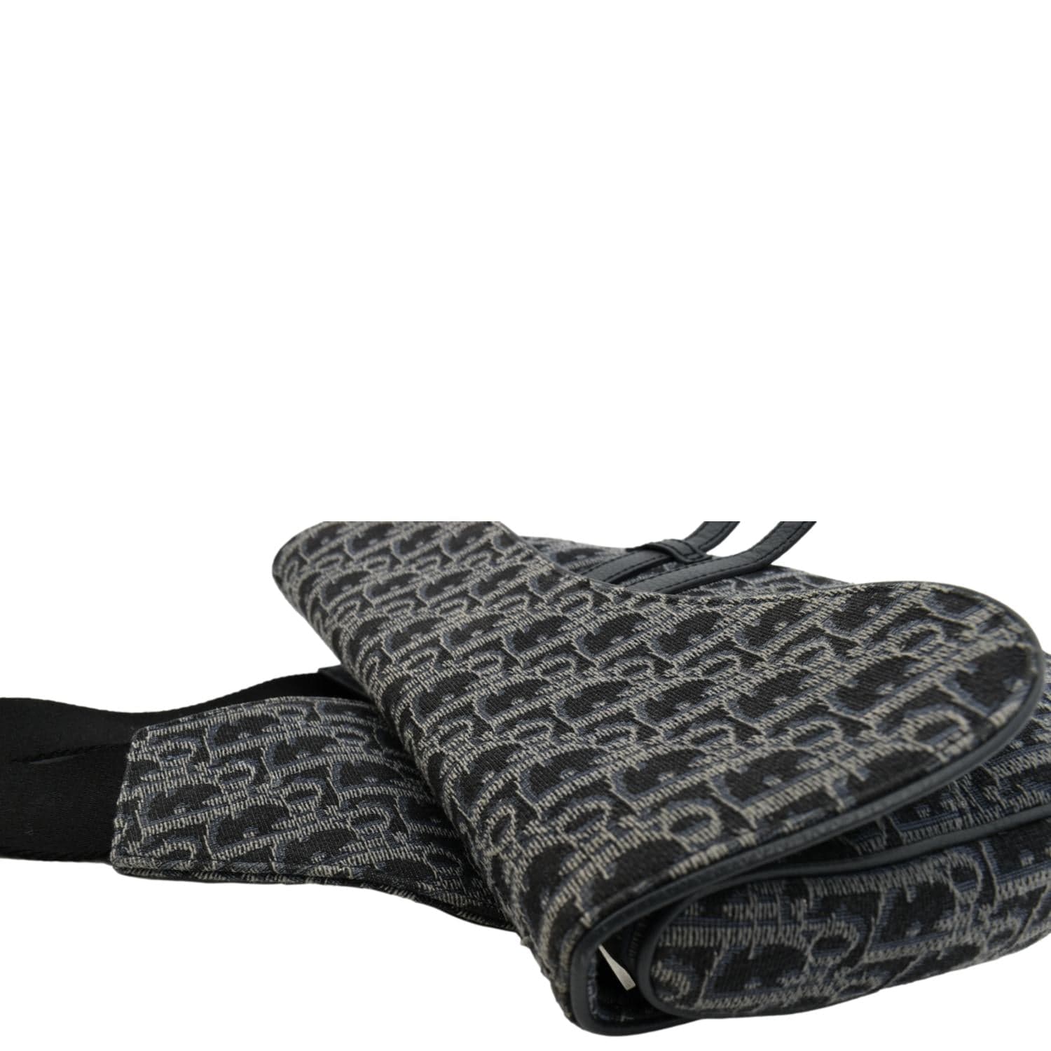 CHRISTIAN DIOR Saddle Oblique Jacquard Crossbody Bag Black
