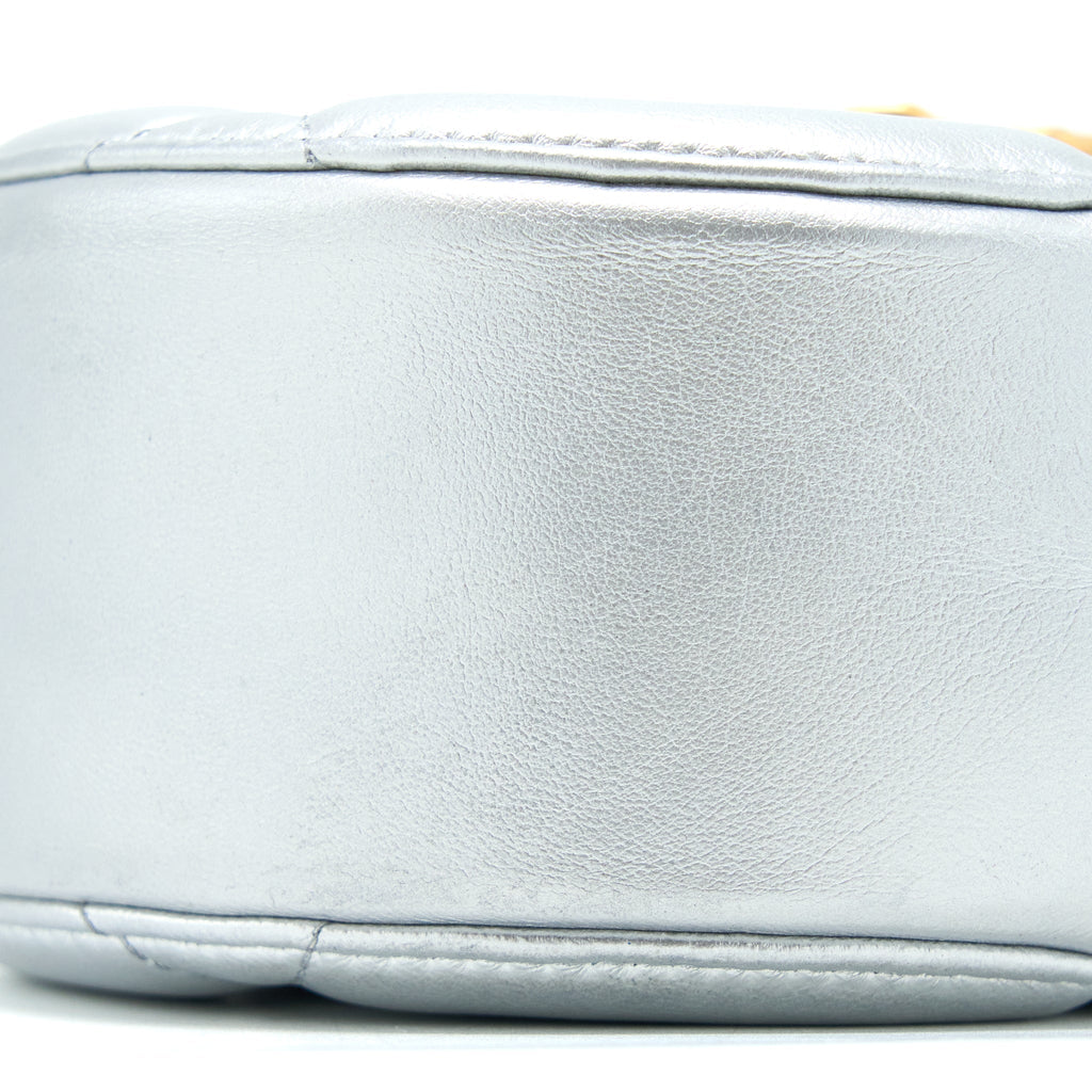Chanel 19 Round Clutch With Chain Goatskin Silver Multicolour hardware