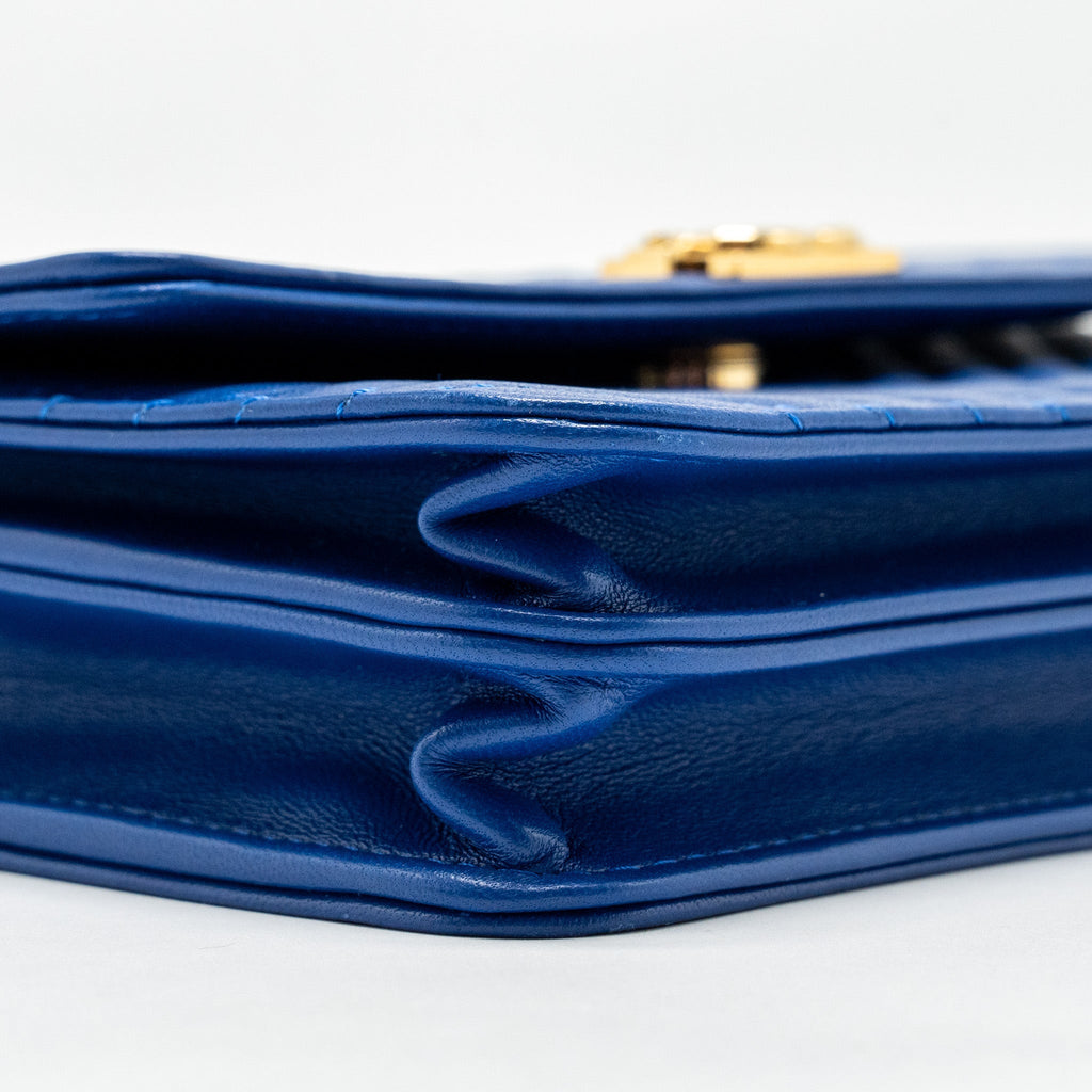 Chanel Boy Clutch with Chain  Chervon Lambskin Blue