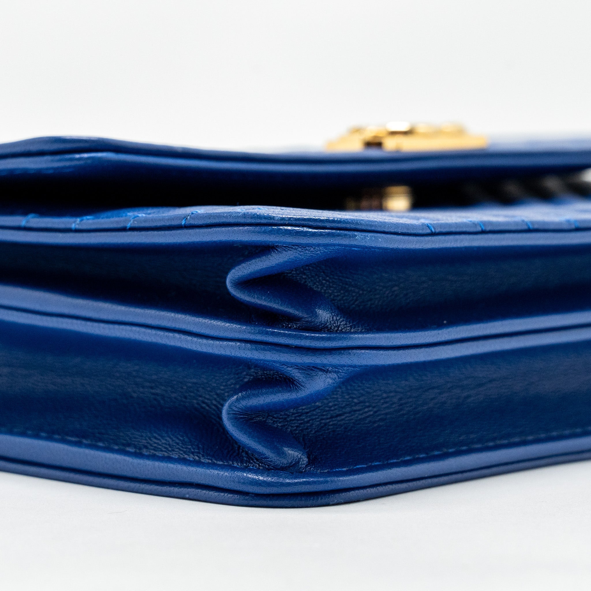 Chanel Boy Clutch with Chain  Chervon Lambskin Blue