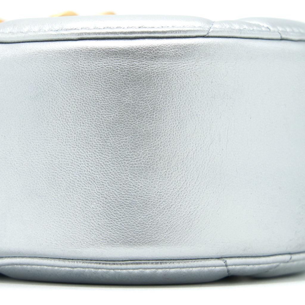 Chanel 19 Round Clutch With Chain Goatskin Silver Multicolour hardware