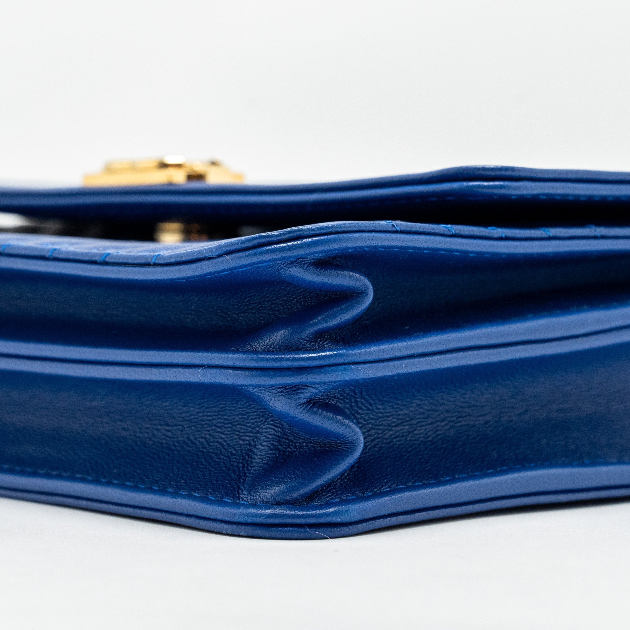 Chanel Boy Clutch with Chain  Chervon Lambskin Blue