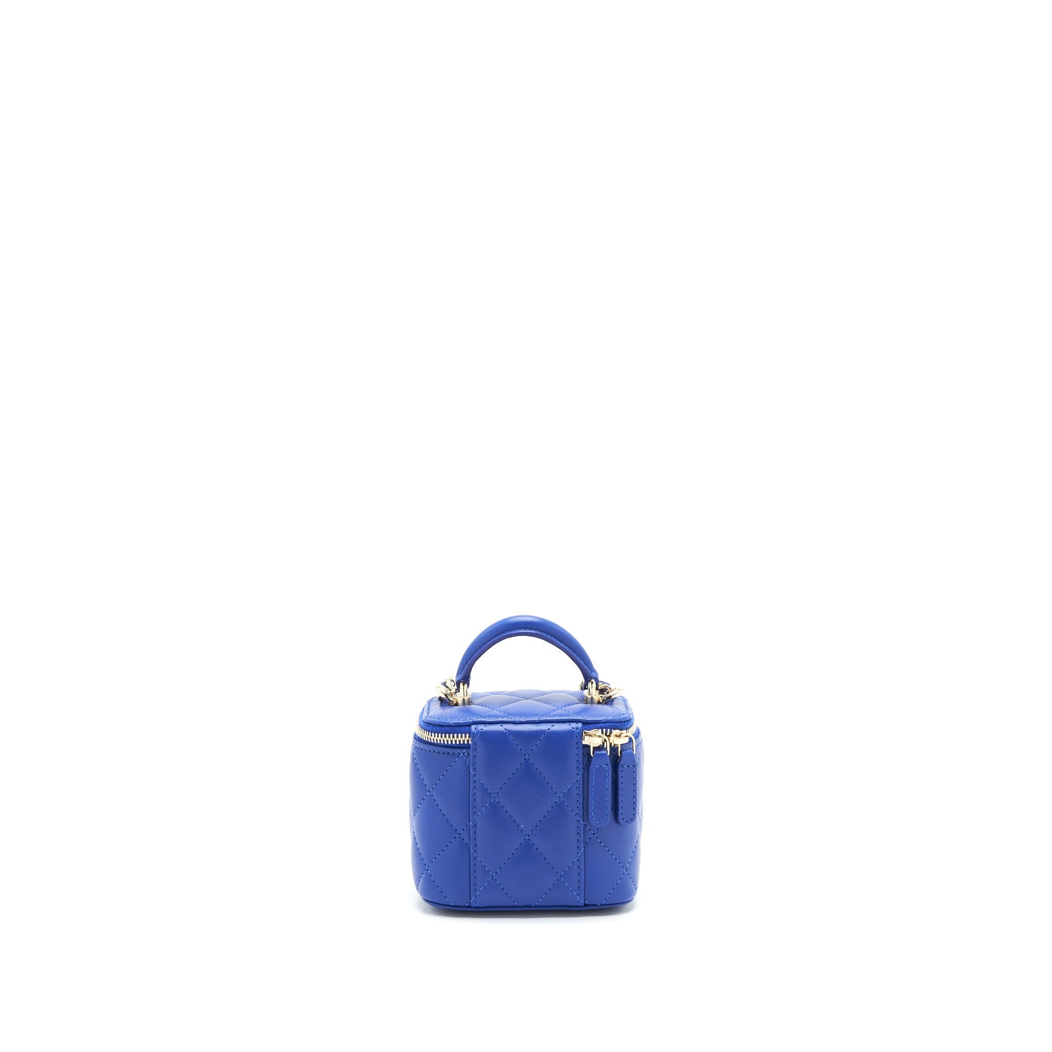 Chanel 21K mini Top handle Vanity with Chain Blue L