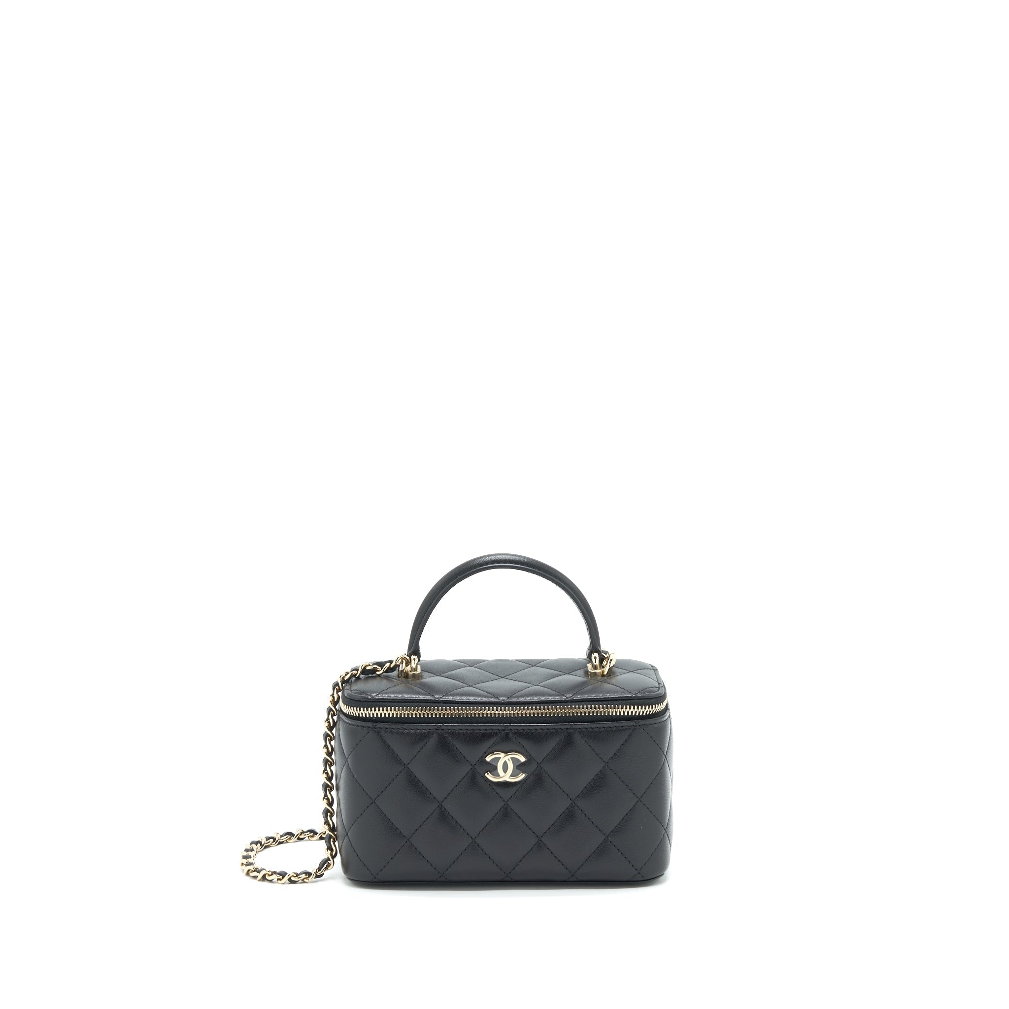 Chanel 21K top handle rectangular Vanity with chain Black L