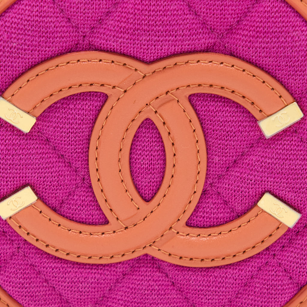 Chanel Round Clutch with Chain Fabric Multicolour
