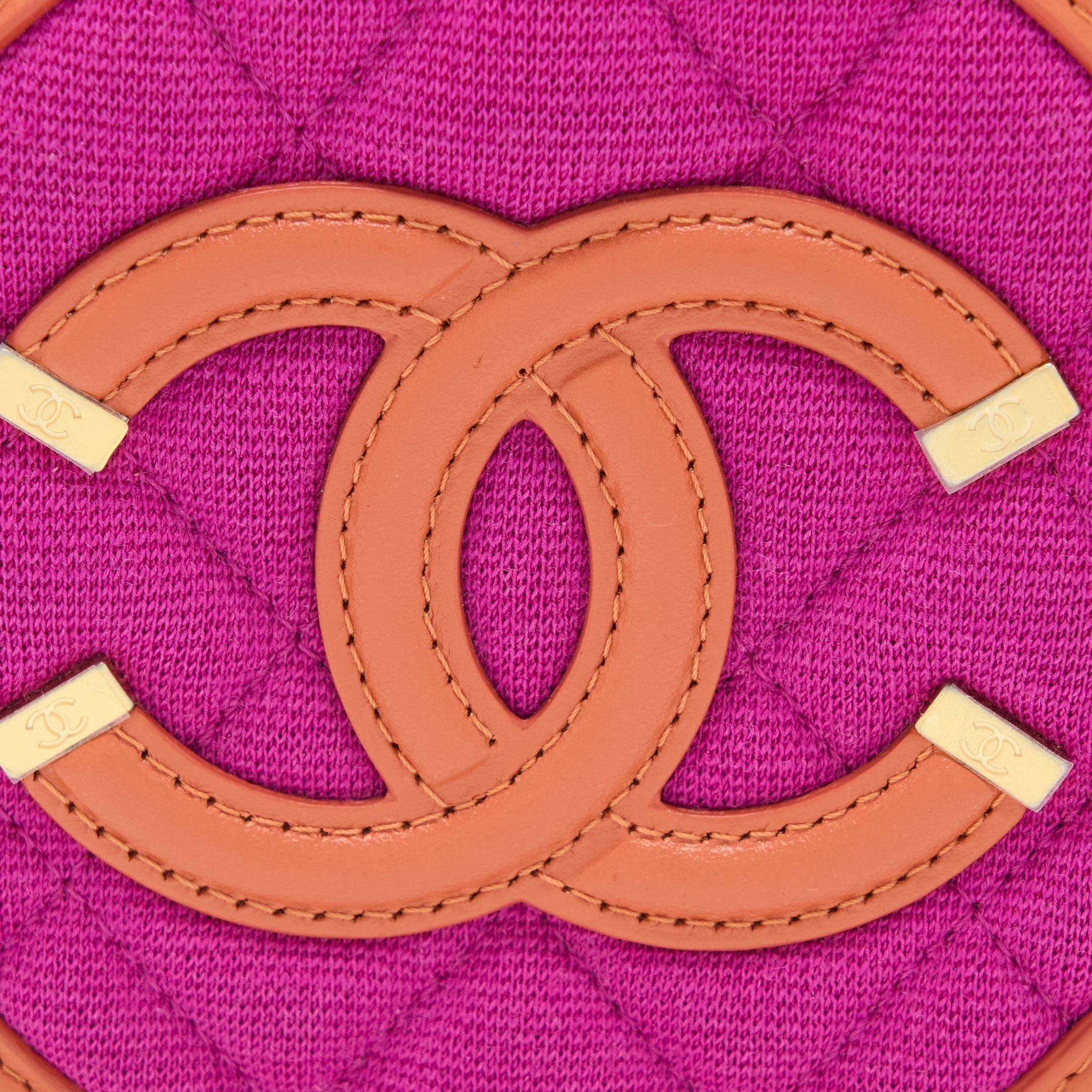 Chanel Round Clutch with Chain Fabric Multicolour