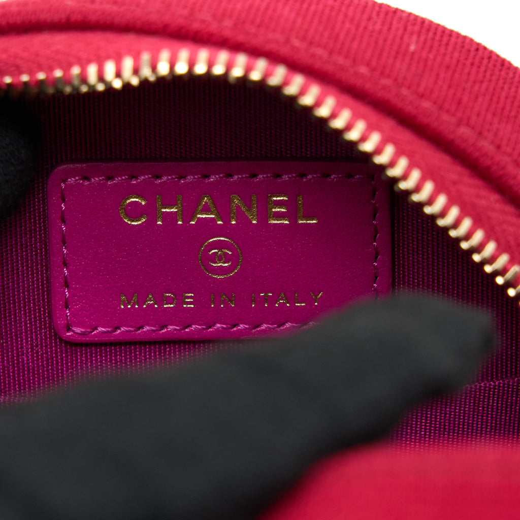 Chanel Round Clutch with Chain Fabric Multicolour