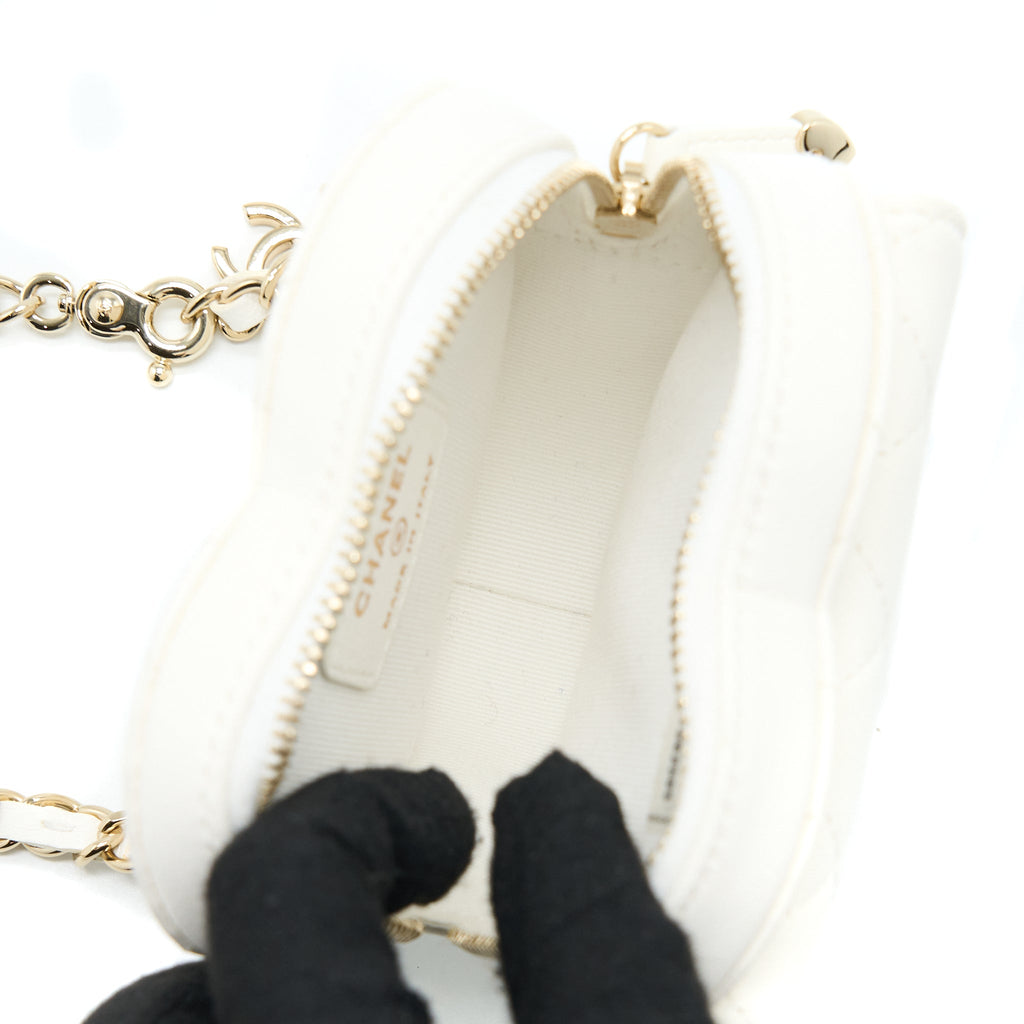 Chanel Heart Belt Bag Lambskin White L