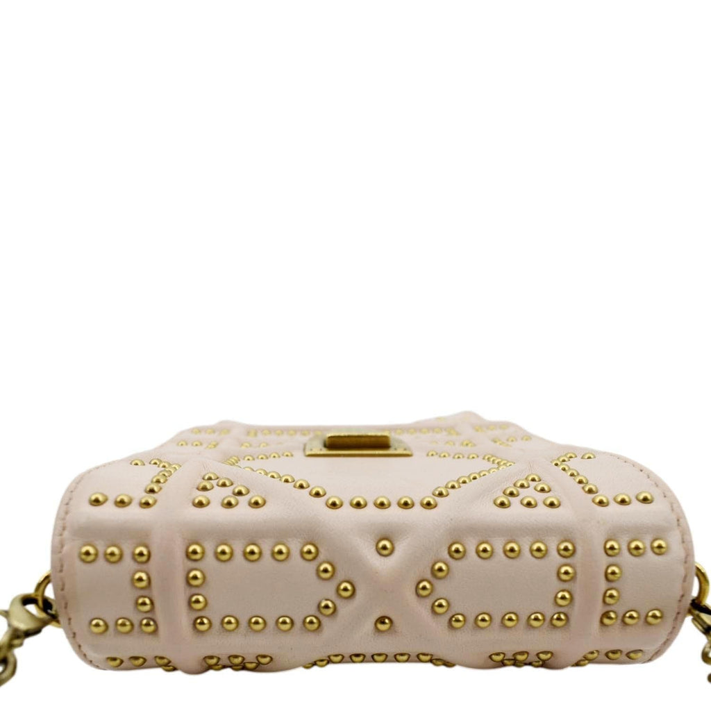 CHRISTIAN DIOR Diorama Vertical Leather Crossbody Clutch Bag Beige