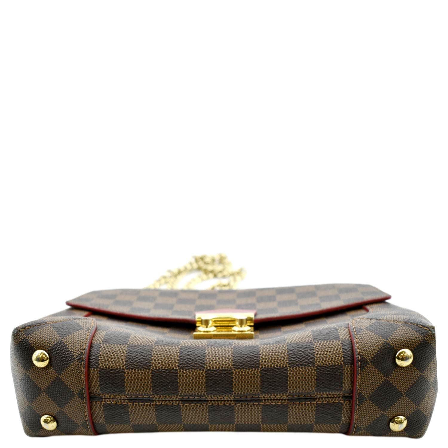 LOUIS VUITTON Caissa Chain Damier Ebene Clutch Shoulder Bag Brown